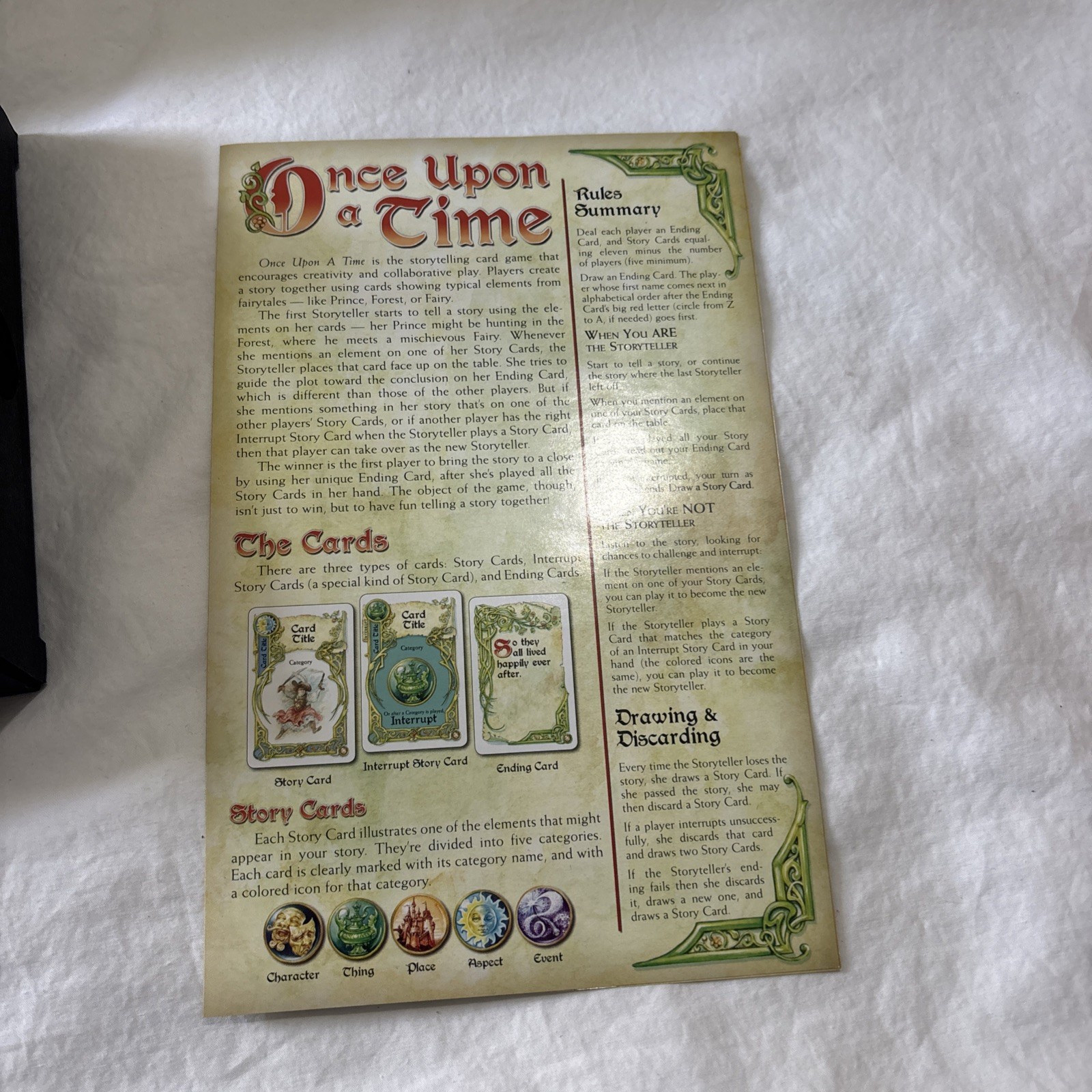 Once Upon A Time The Storytelling Card Game Atlas Games AG1030 New Sealed Cards
