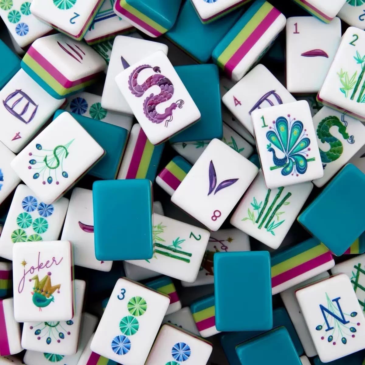 Lagoon Inspired 4-Layer American Mahjong Tiles