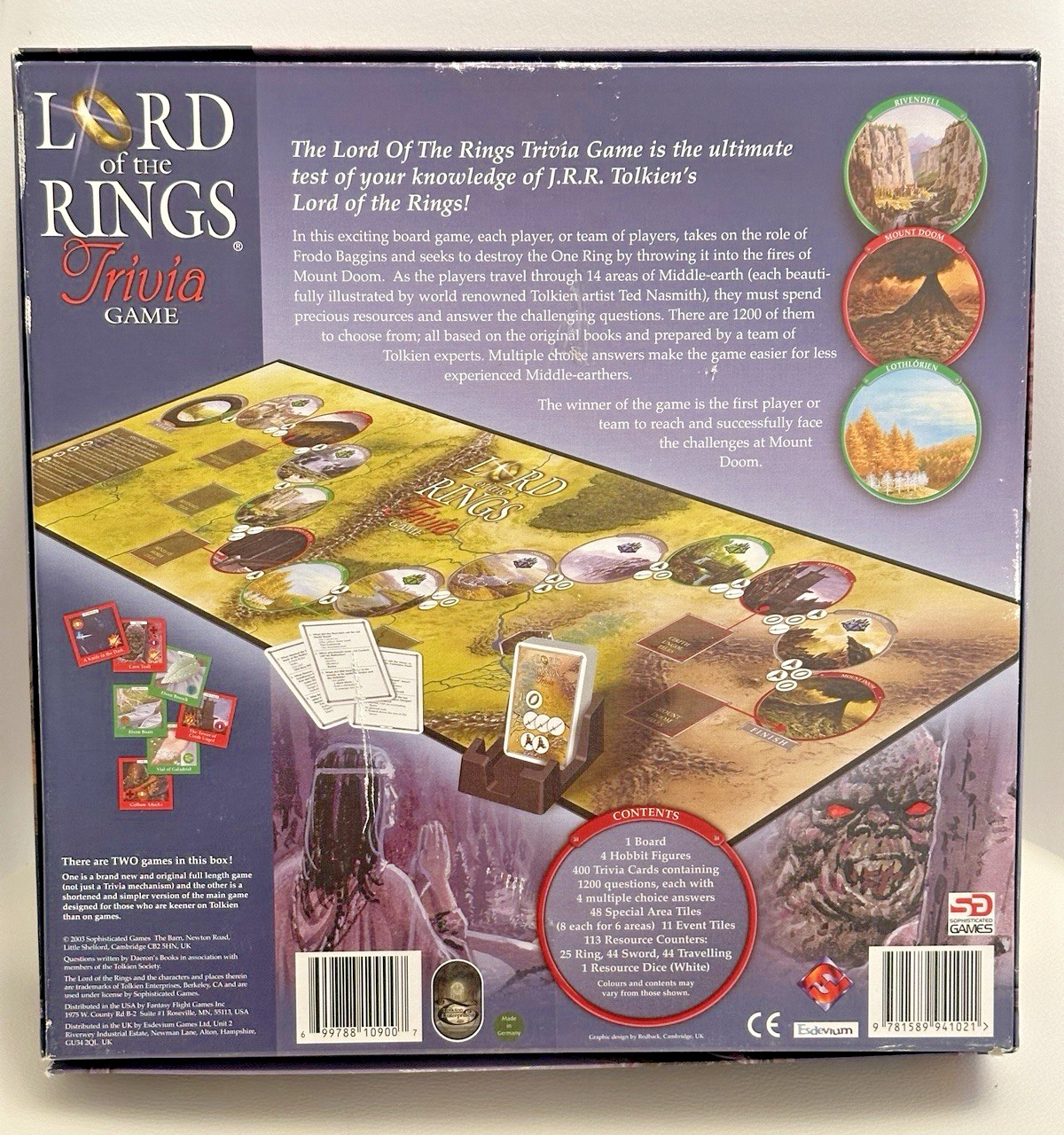 Lord of the Rings Trivia Game Board Game 2003 Sababa Toys Near Complete LOTR