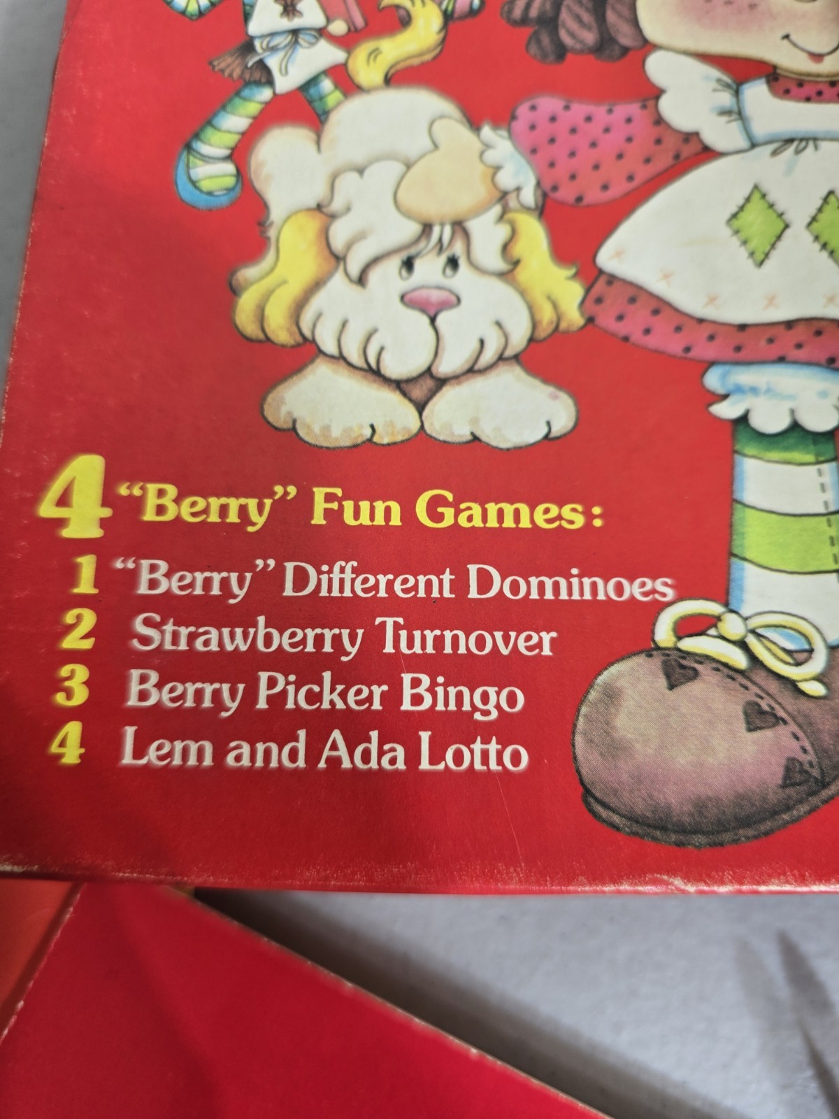 Vintage Strawberry Shortcake Game Basket 1981 with Shortcake pillow