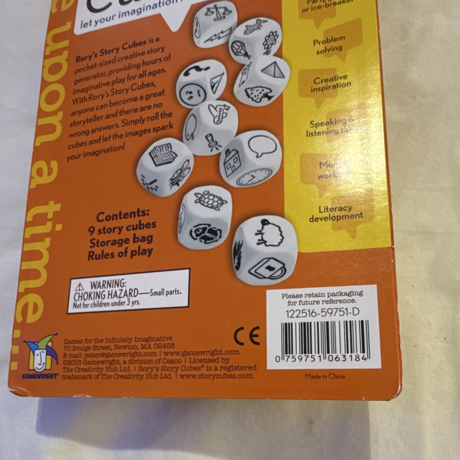 Gamewright Rory’s Story Cubes Storytelling Dice Game w/ Storage Bag, Ages 8+, 1+