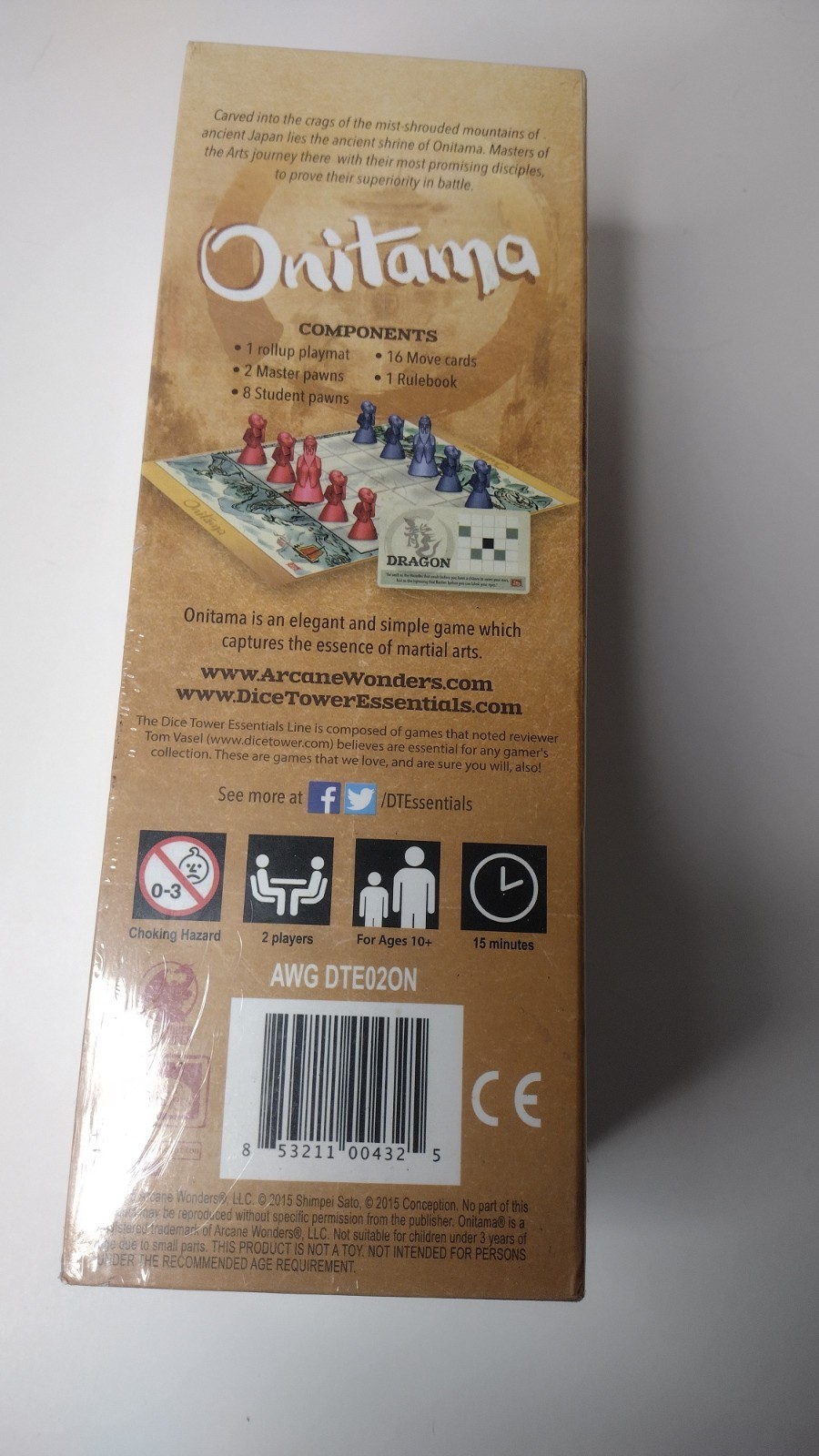 Onitama Board Game by Arcane Wonders 2-Play, 15 mins, Ages 10+ MPN# AWGDTE02ON