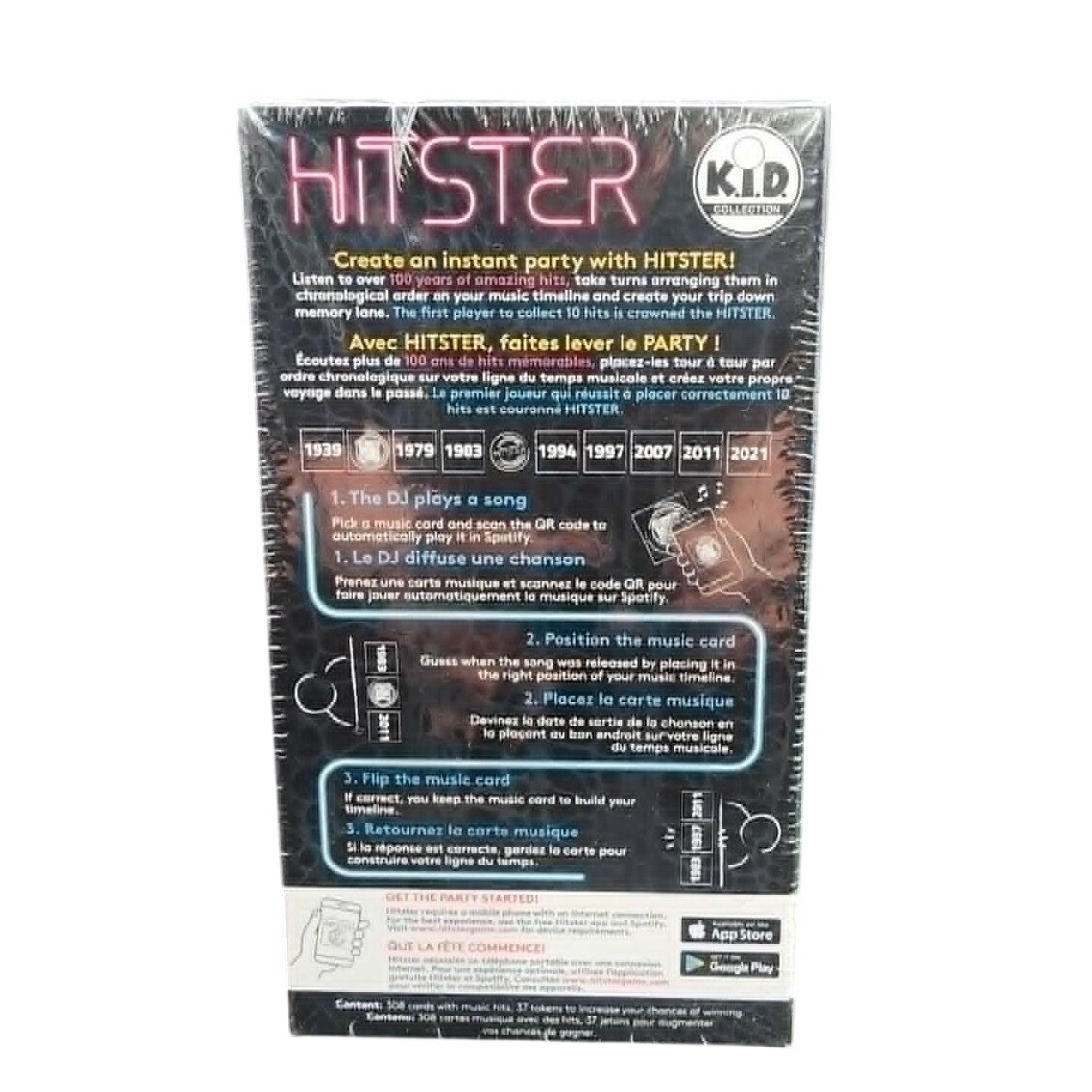 Jumbo Hitster Music Party Game Black Neon Retro Spotify Trivia Card Game New