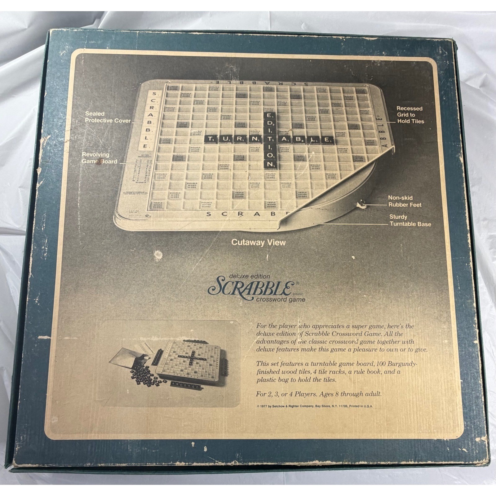 VTG 1977 Scrabble Deluxe Edition Complete Set Board Turntable Selchow Righter