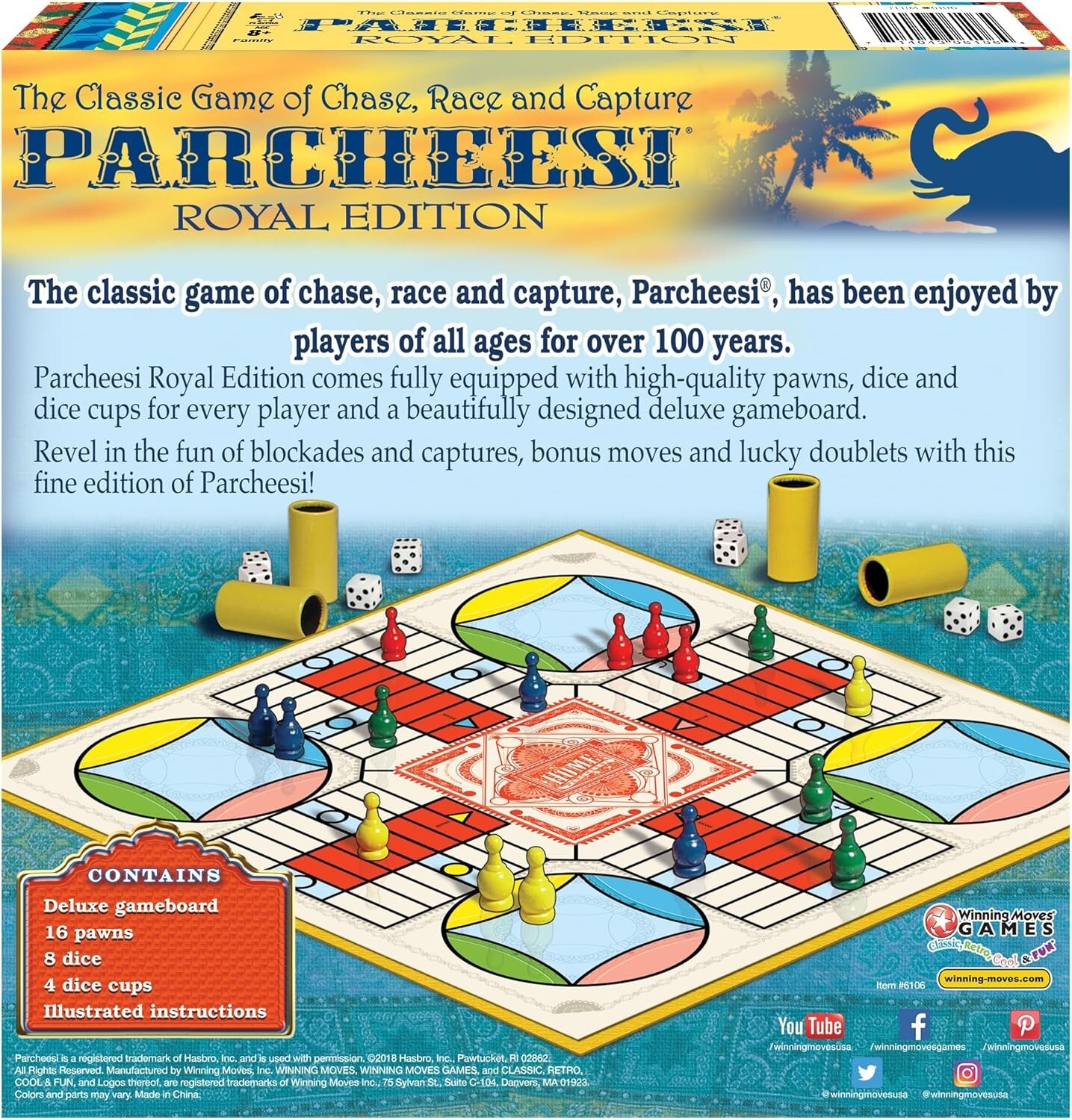 Parcheesi Royal Edition Board Dice Game – Family Game Night Kids 8+ & Adults