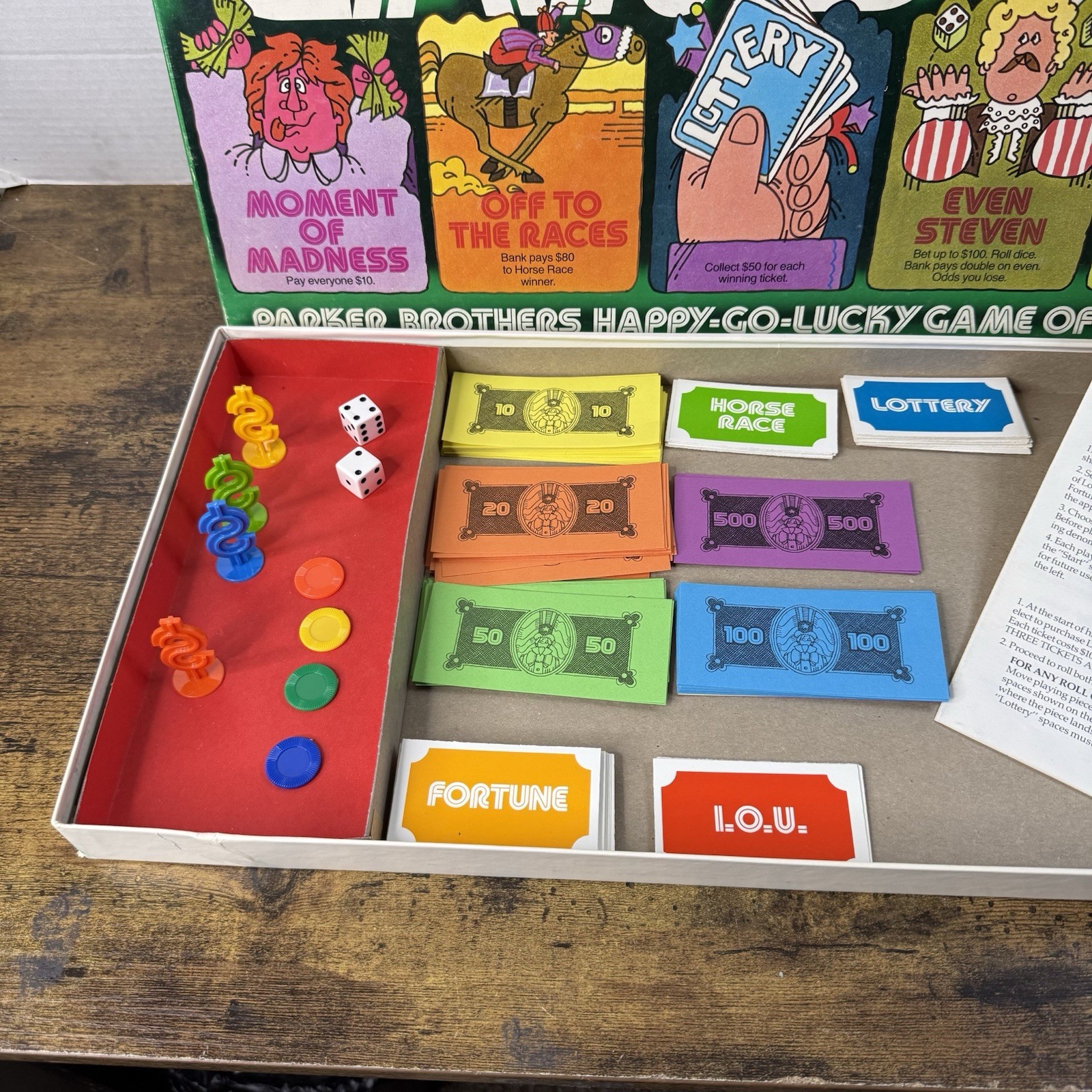 VINTAGE Gambler COMPLETE Parker Brothers 1977 Classic Game of Chance Luck Notes