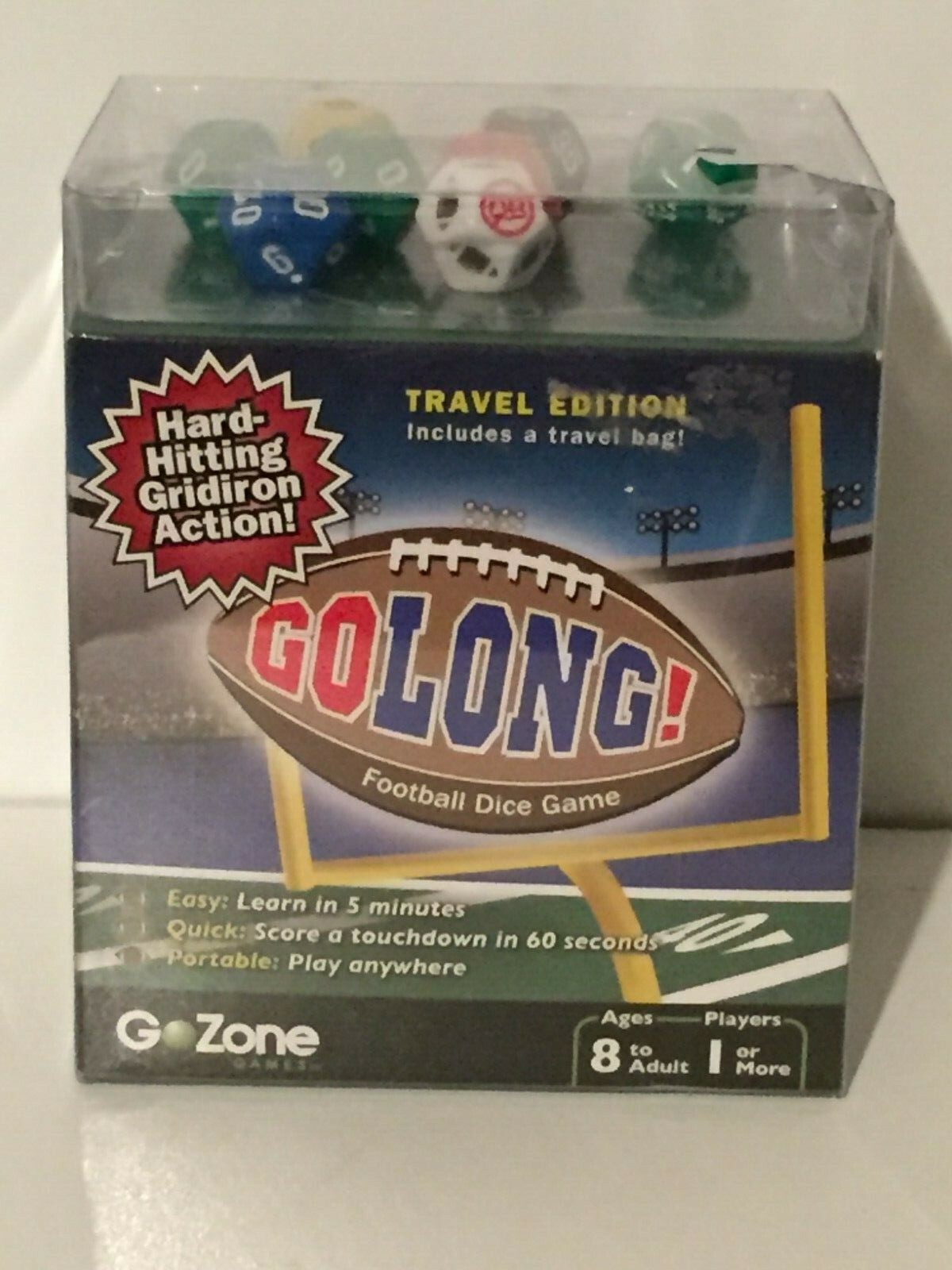 Go Long! Football Dice Game Go Zone Games Zobmondo Toy Sports Travel Edition