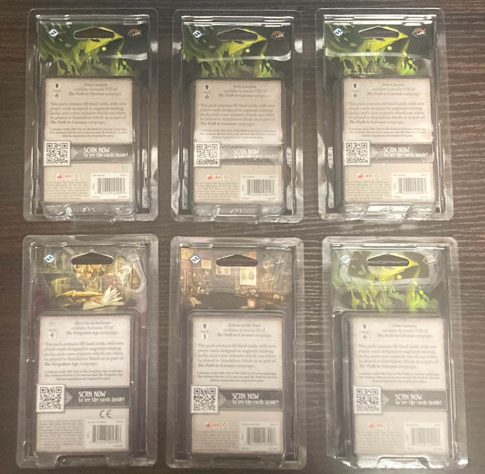 Arkham Horror Mythos Pack 6x Bundle Lot Dim Carcosa City of Archives, New Sealed