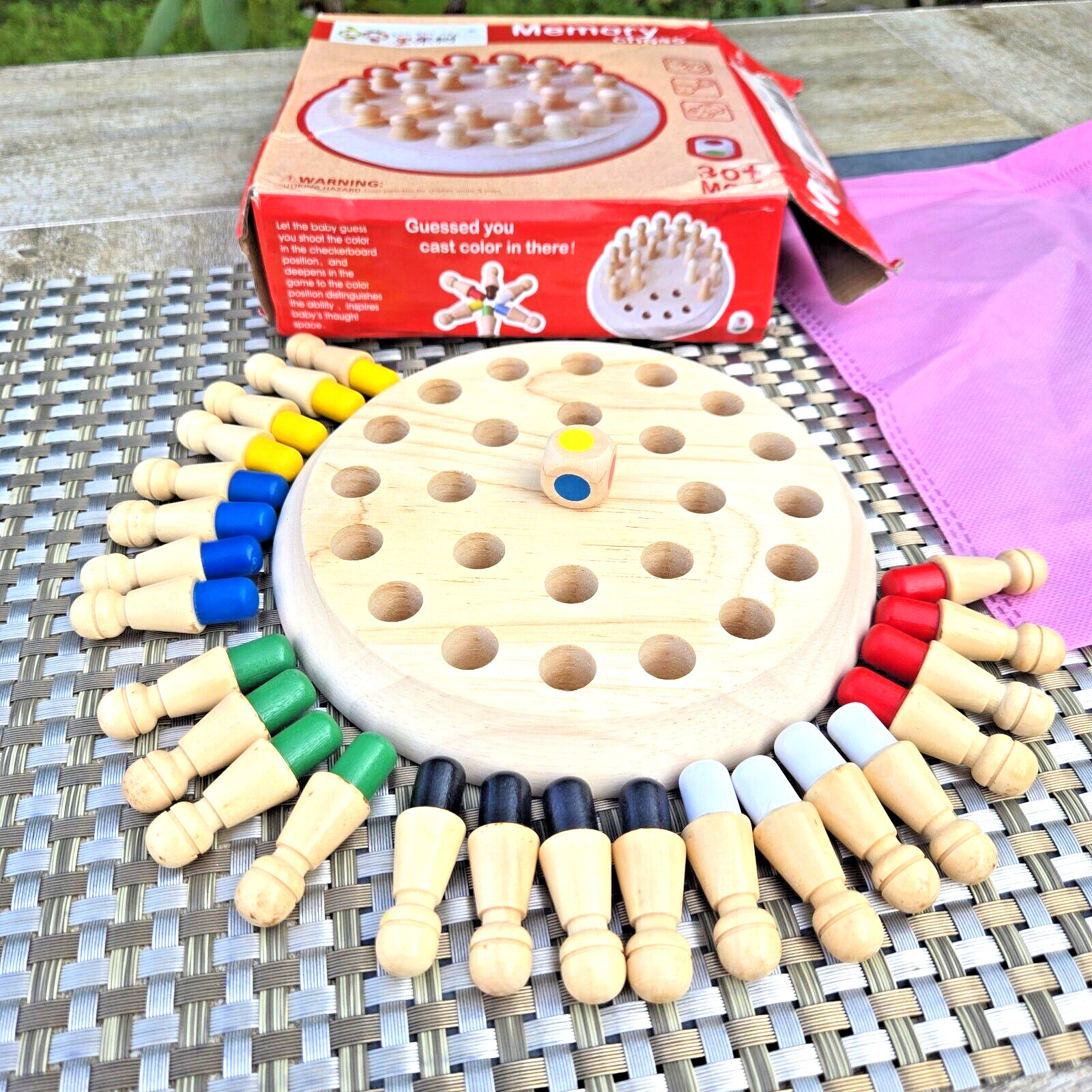 Wooden Memory Game Multi Player Family Match Kids Chess Board Guoguoshu EUC T