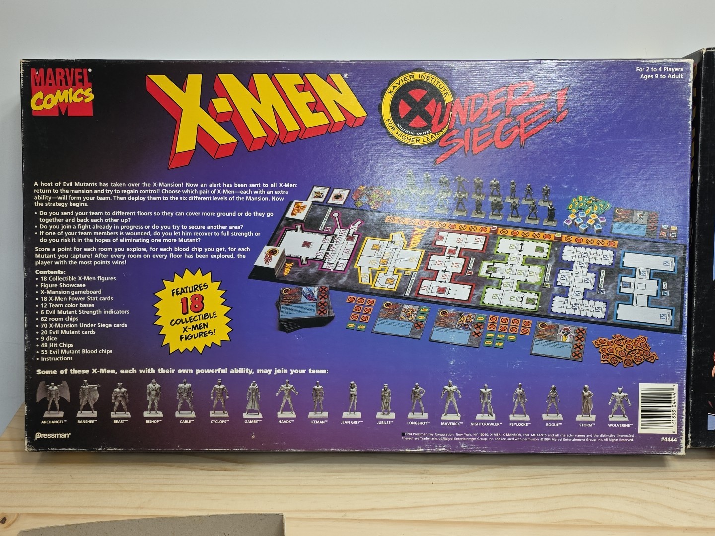 1994 X-Men Under Siege 100% Comple Board Game Marvel Comics Pressman 18 Figures