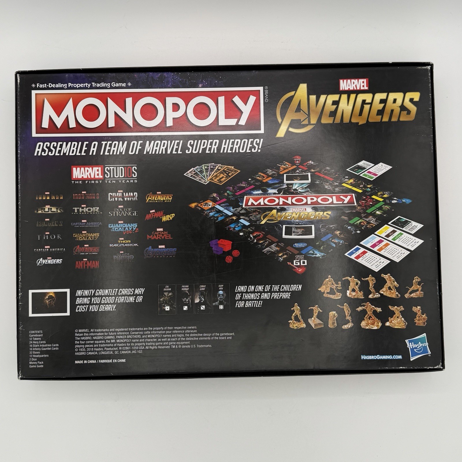 Monopoly Marvel Avengers CIB Hasbro Gaming 2018 MCU The First Ten Years 8+