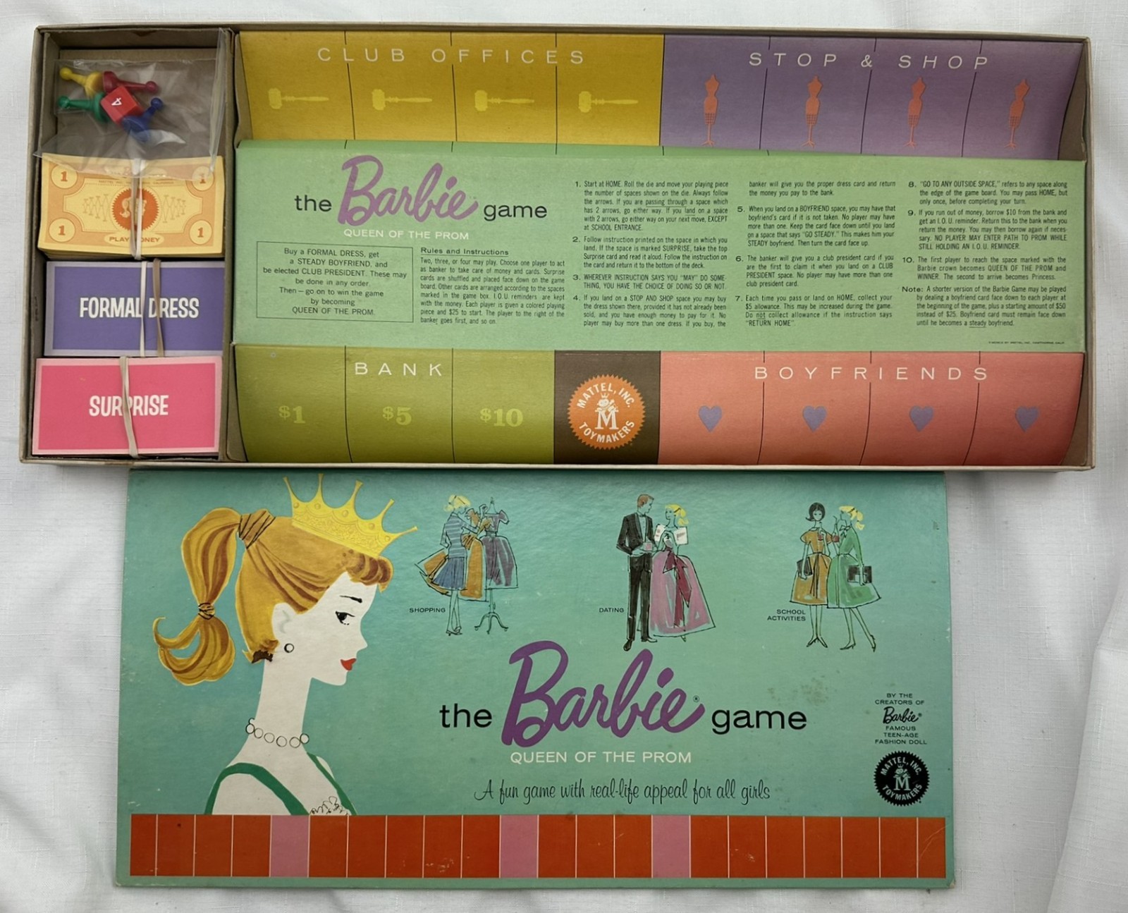 1960 Barbie Queen of the Prom Game by Mattel Complete in Good Cond FREE SHIPPING