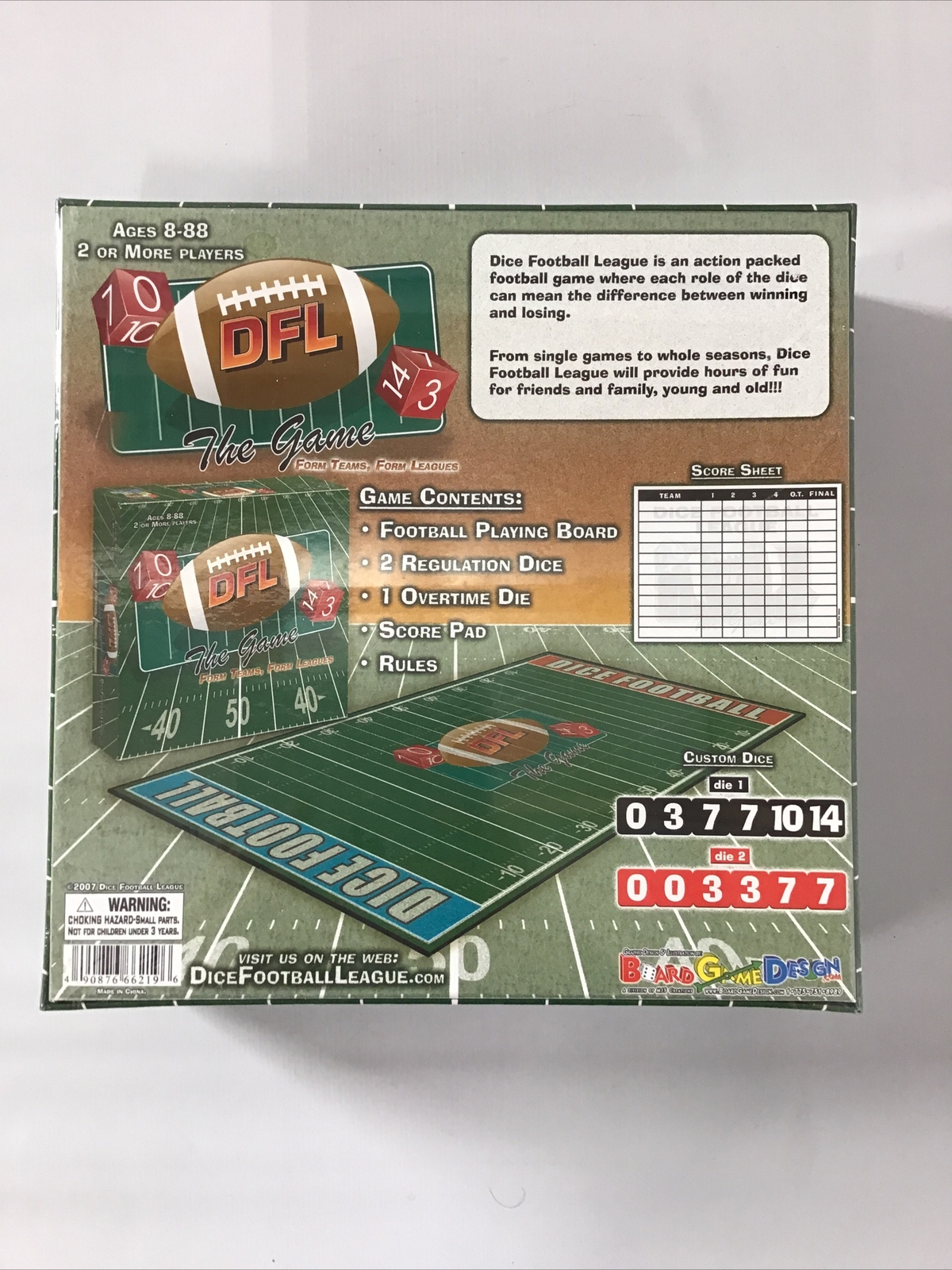 DFL Dice Football League The Game Form Teams Leagues Ages 8 + 2 or More Players