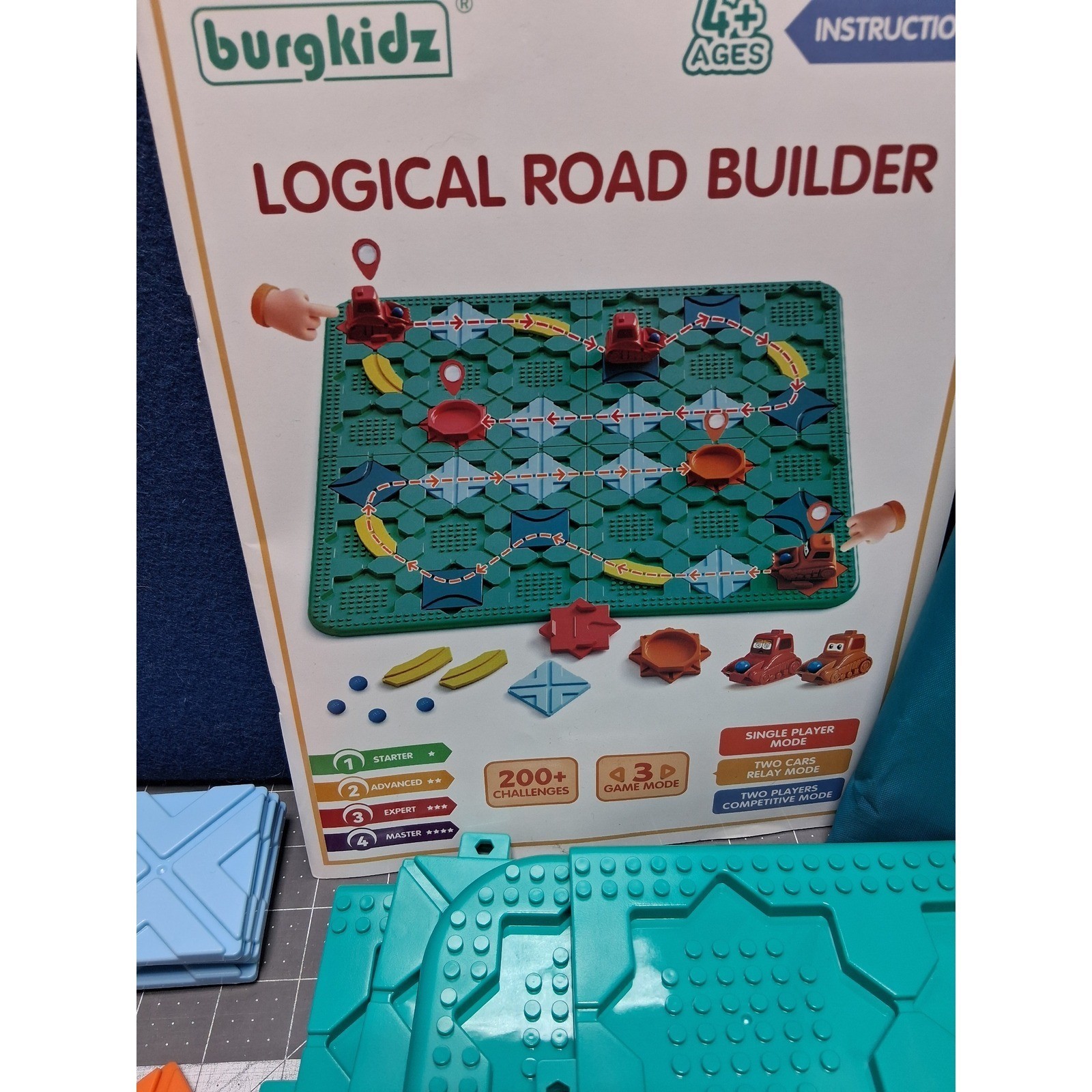 Burgkidz Logical Road Builder Board Game Multicolor STEM Puz 200 Challenges Flaw