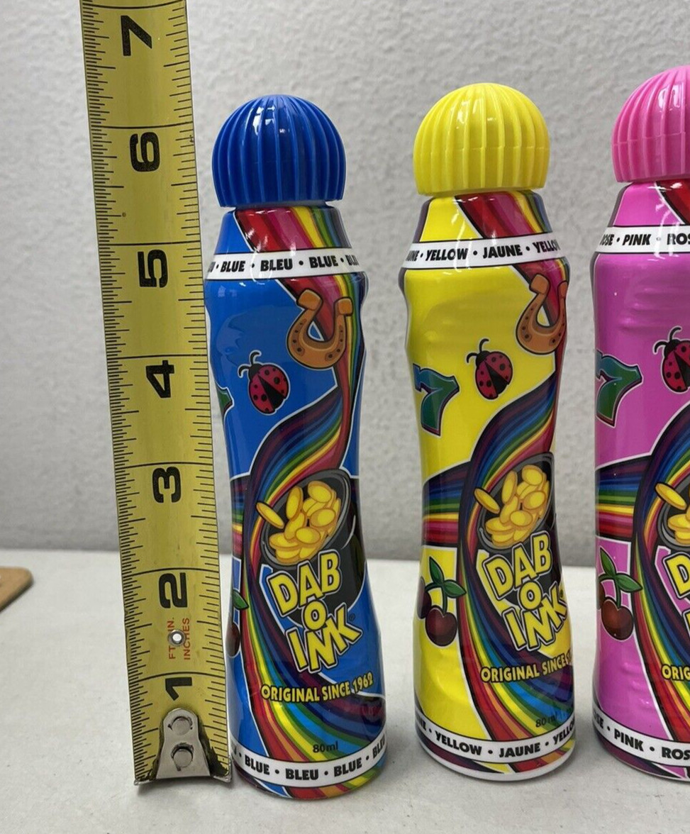 Dab-O-Ink 3 Ounce Bingo Markers Set of 6 Daubers Assorted Colors As Listed New
