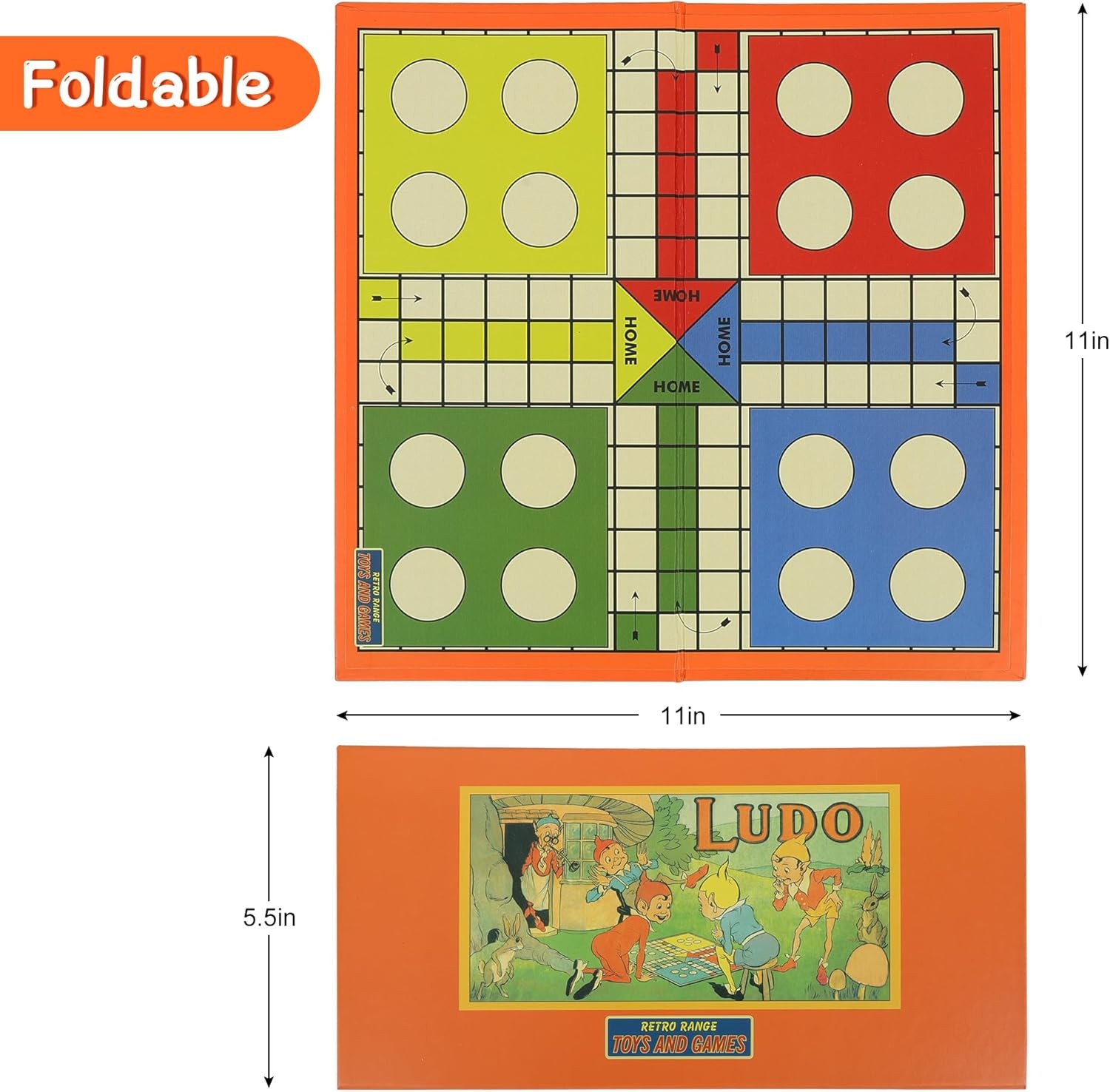Foldable Ludo Board Game Set | Portable Travel-Friendly Family Board Game | Incl