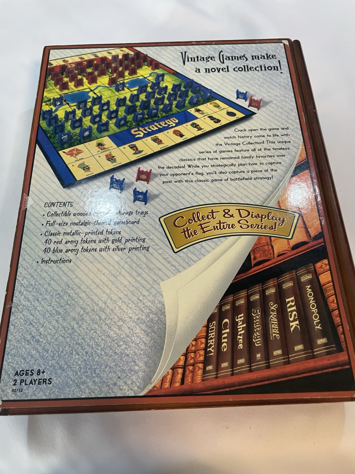 Stratego Vintage Game Collection Bookshelf Edition Wooden Box Case