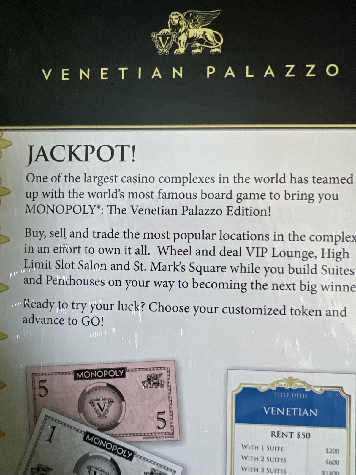 New HASBRO Monopoly Limited Edition Las Vegas Venetian Palazzo Casino