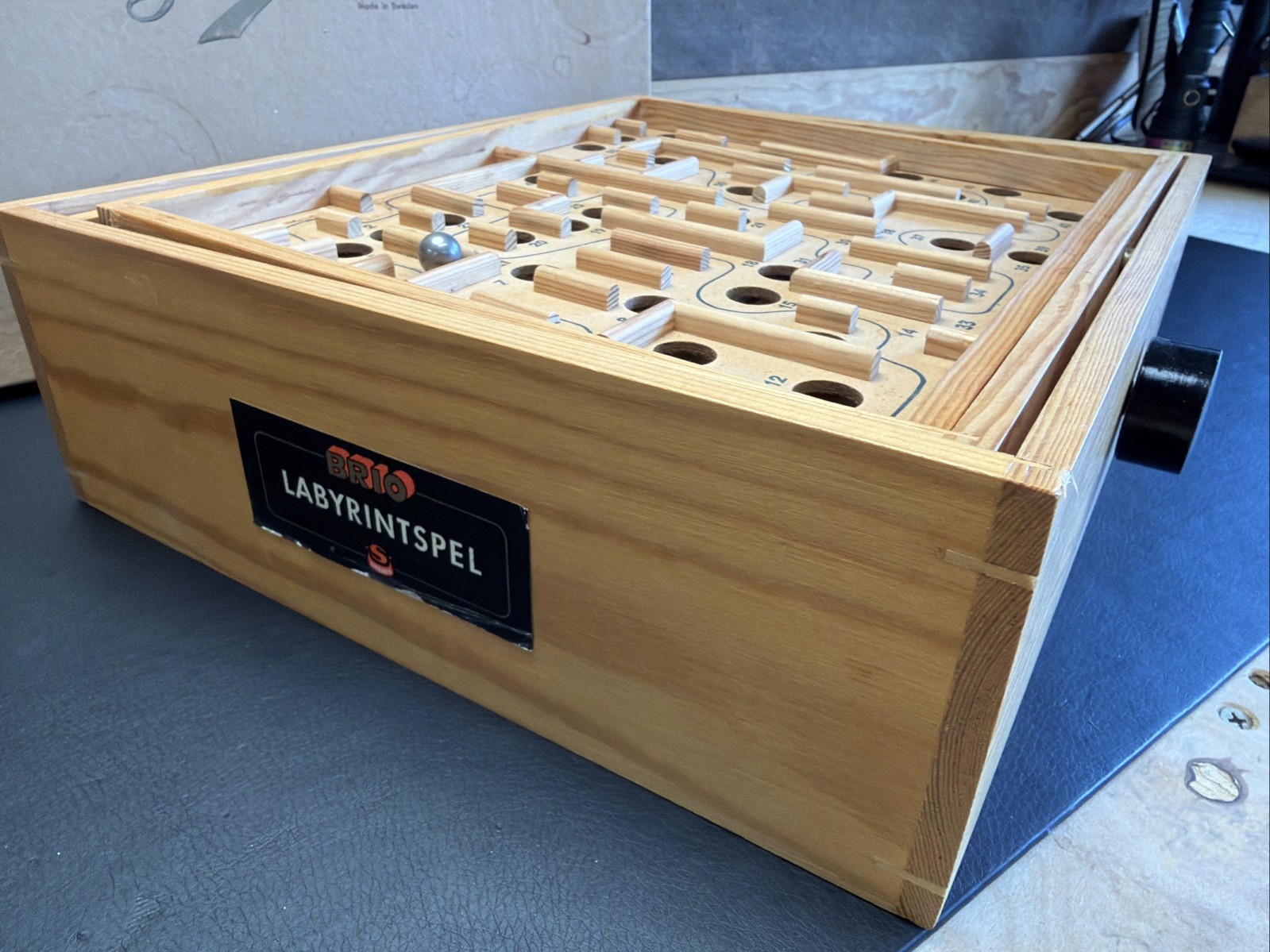 Vintage 1950 Brio Labyrinth Wooden Game with Original Box!!