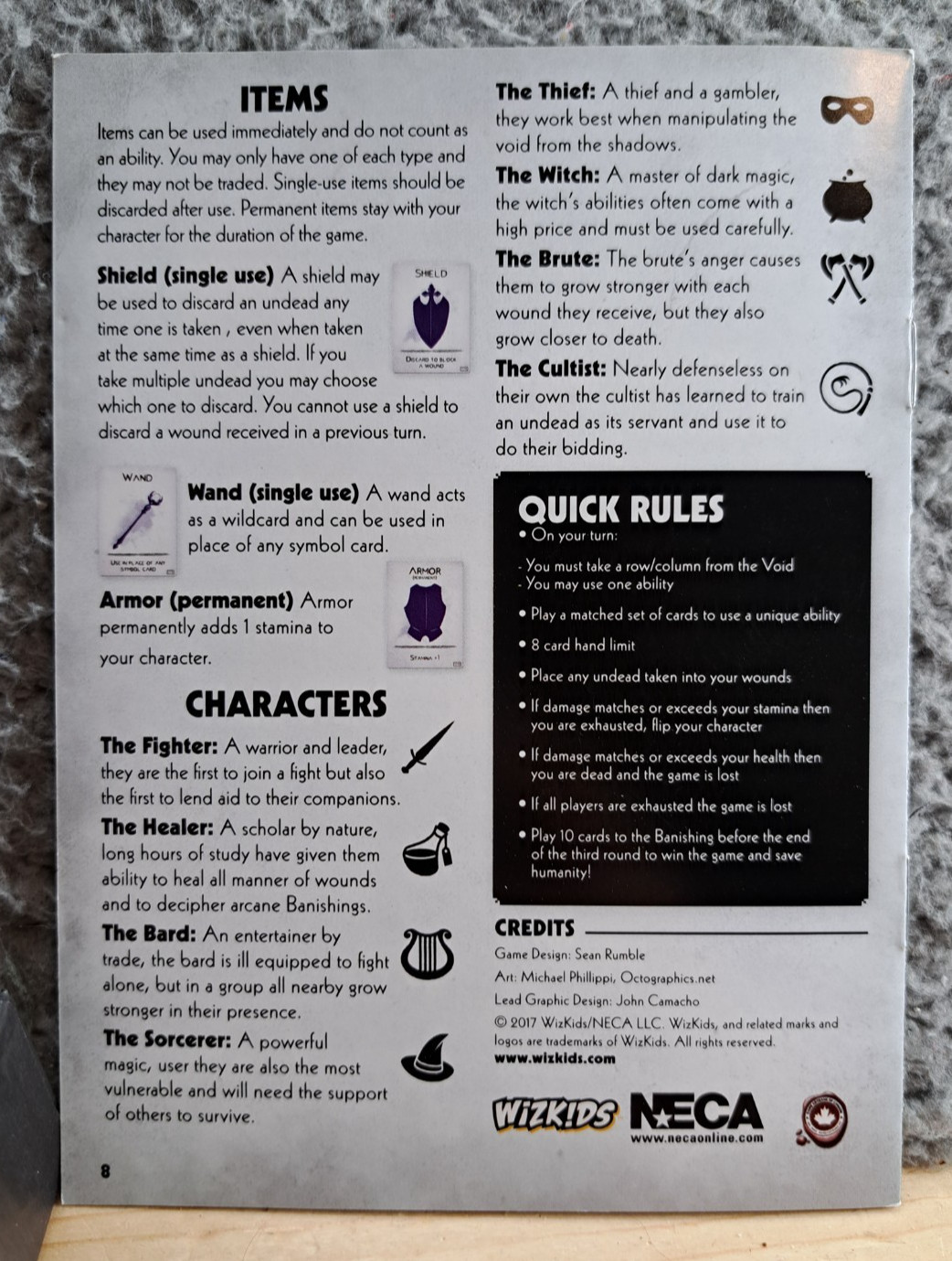 The Banishing Card Game By Wizkids Sean Rumble RPG Style Co-op 2017 COMPLETE