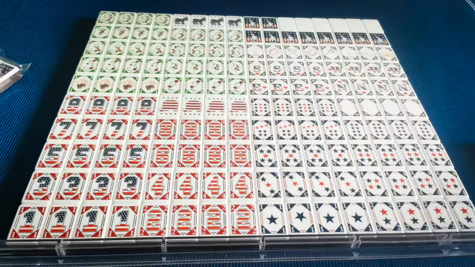 Premium American Mahjong Set 160pcs – American Story TILES + MAT