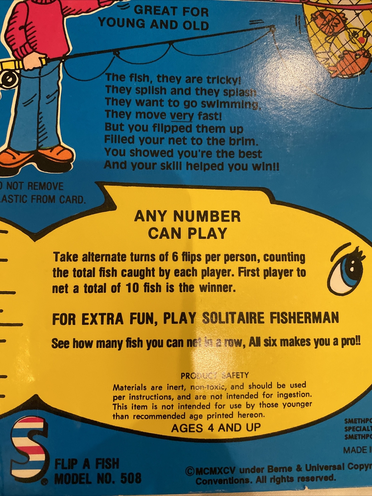 Rare HTF Vtg 1981 Smethport Specialty Co. Flip-a-Fish Game #508
