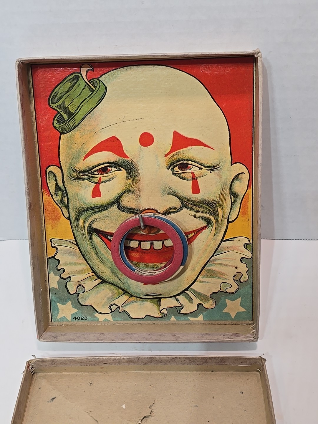 Antique Milton Bradley Ring My Nose Clown Ring Toss Game Complete with Rings