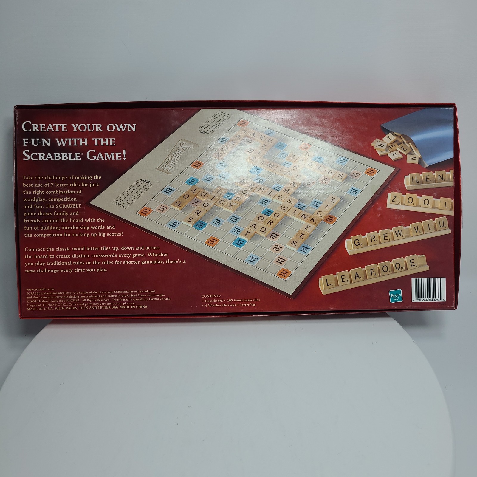 Vtg 2001 Parker Brothers Hasbro Scrabble Crossword Game, Ages 8 & Up 2-4 Players