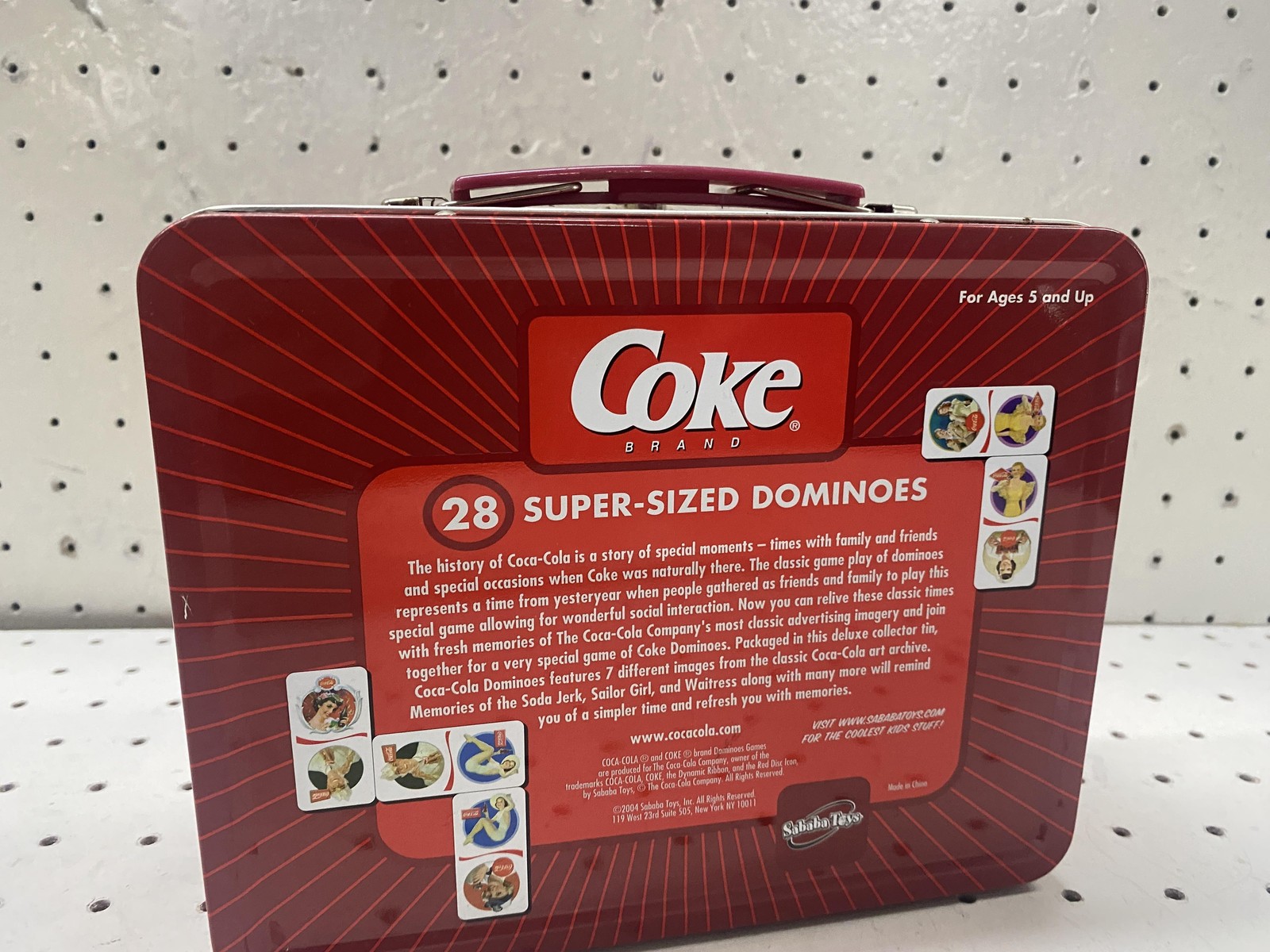 Vintage Coca-Cola 28 Super-Sized Dominoes Game Tin Complete Giant Tile Set Art