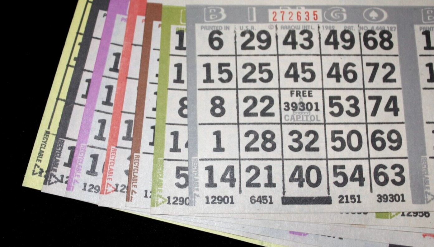 BINGO PAPER Cards Sheets 6 on 7 Gray Border – 10 pack