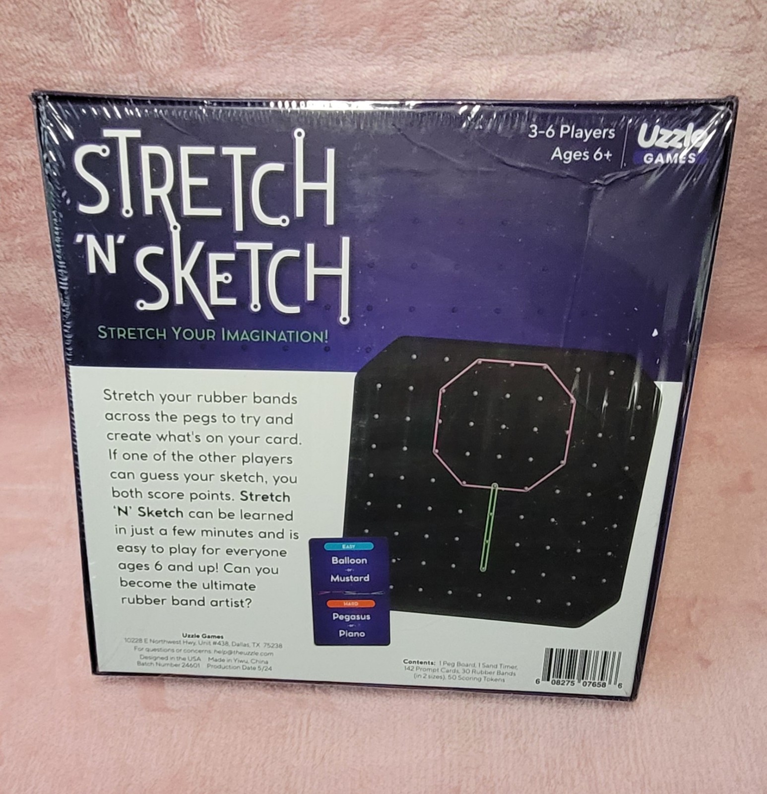 NEW Uzzle Stretch N Sketch Creative Rubber Band Board Game 142 Challenges