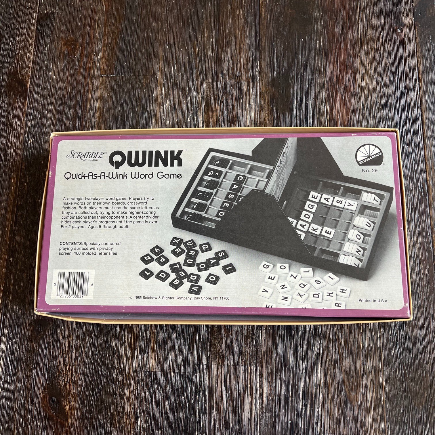 Scrabble Qwink Quick As A Wink Word Game Vintage Selchow & Righter Complete 1985
