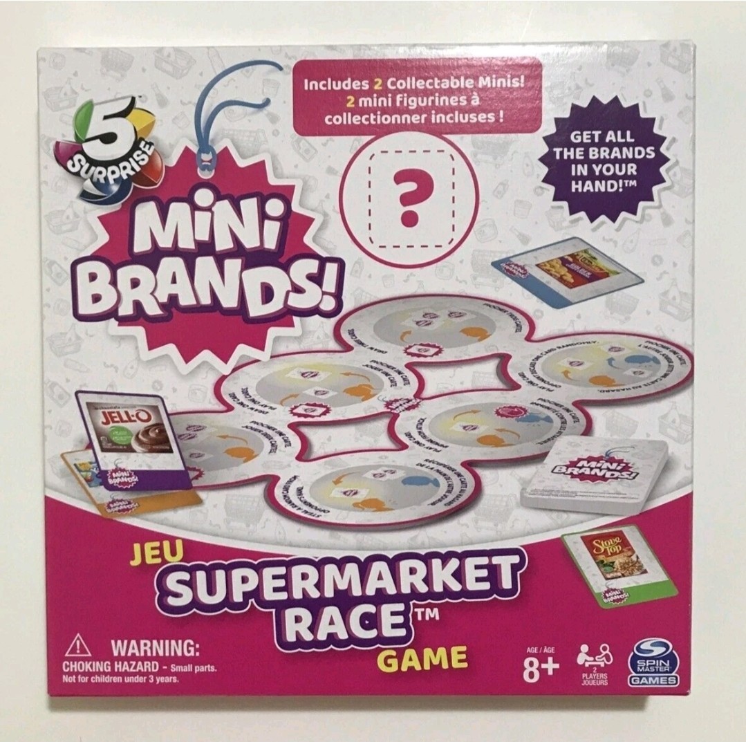 Supermarket Race Game 5Surprise Mini Brands Family Fun Spinmaster Ages 8+