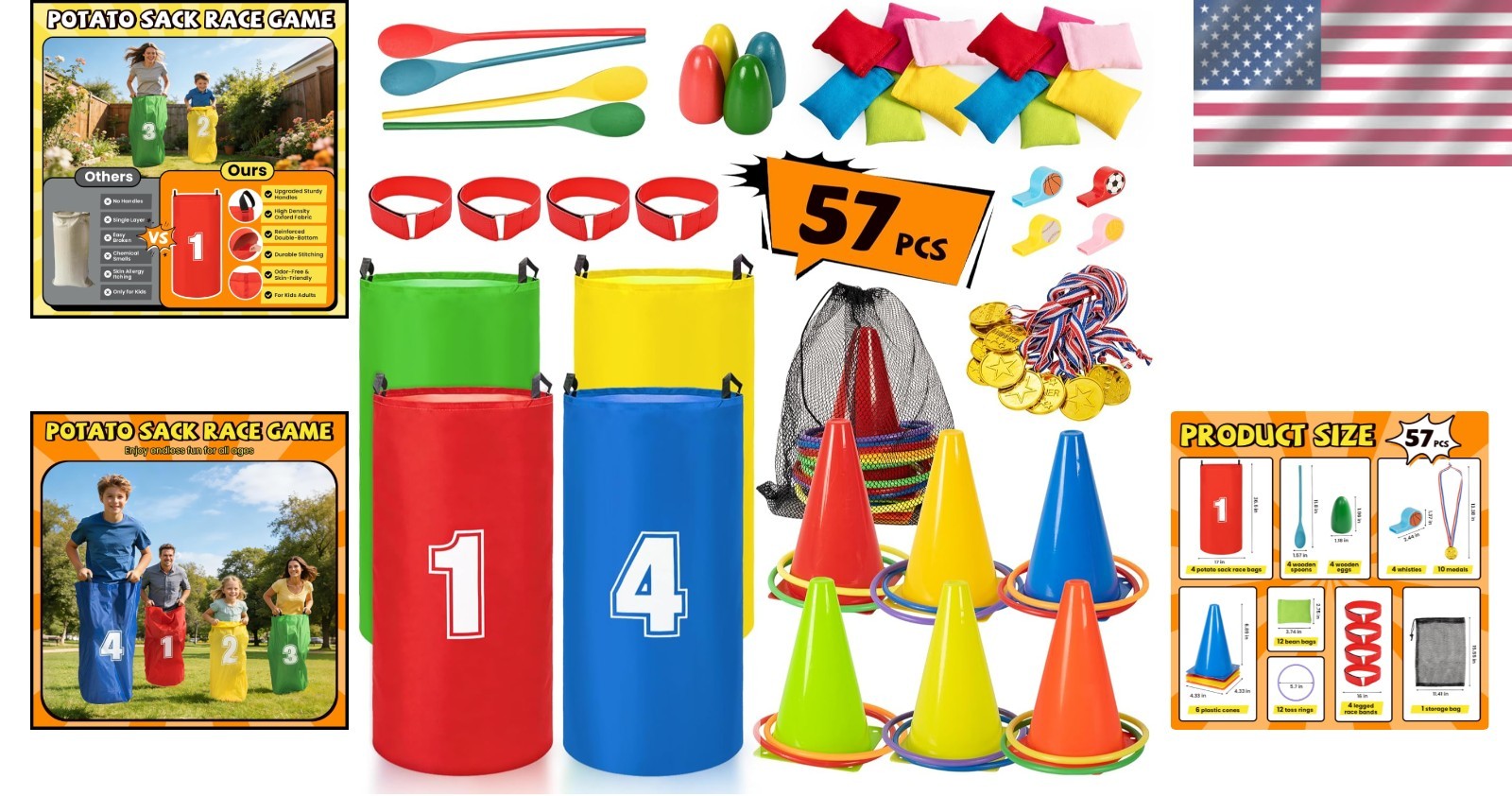 Complete 57 PC Field Day Games Set for Kids & Adults – Carnival Fun Awaits!