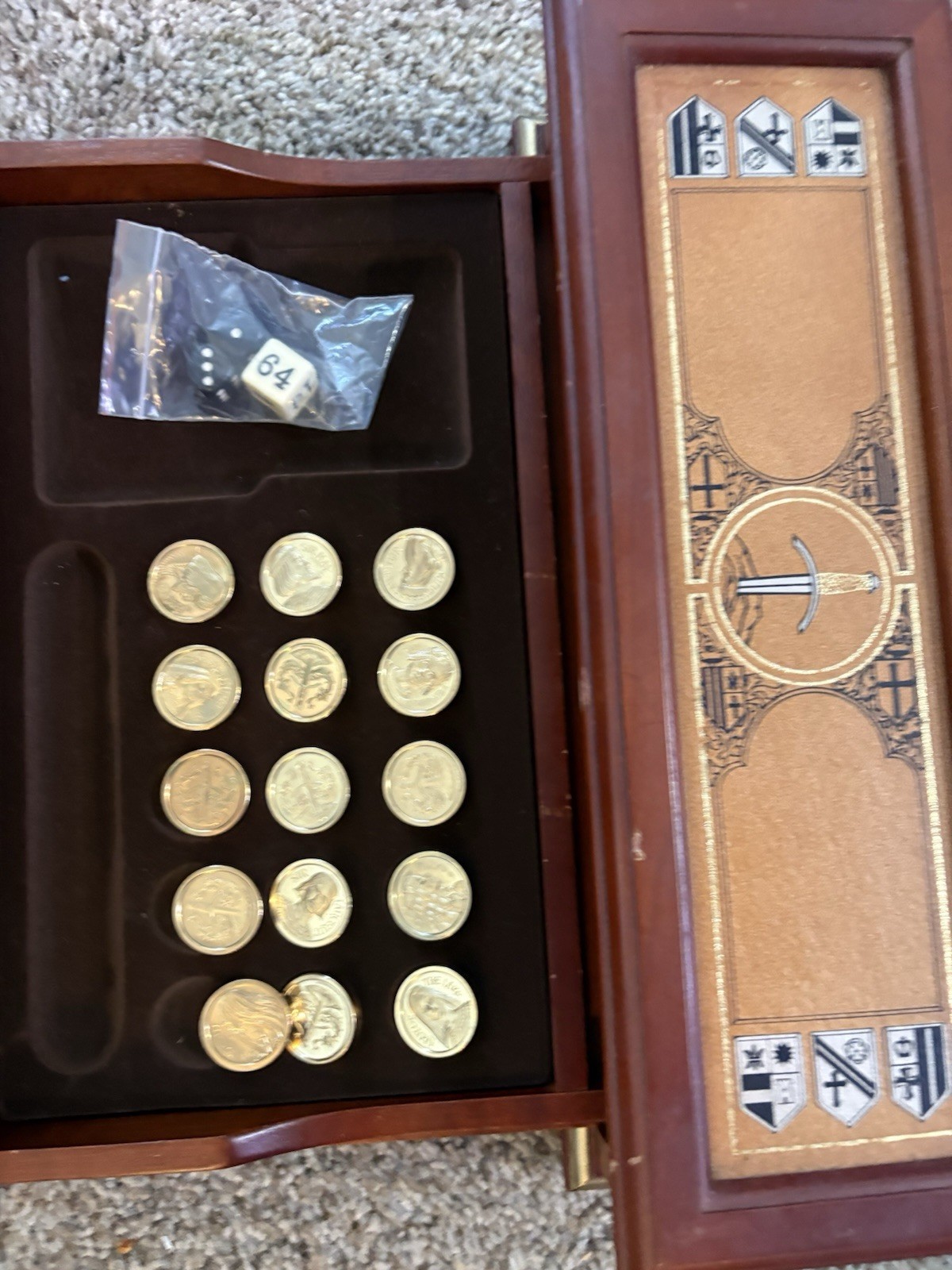 Vintage Franklin Mint Excalibur Backgammon Set 1986 Limited Edition All 30 Coins