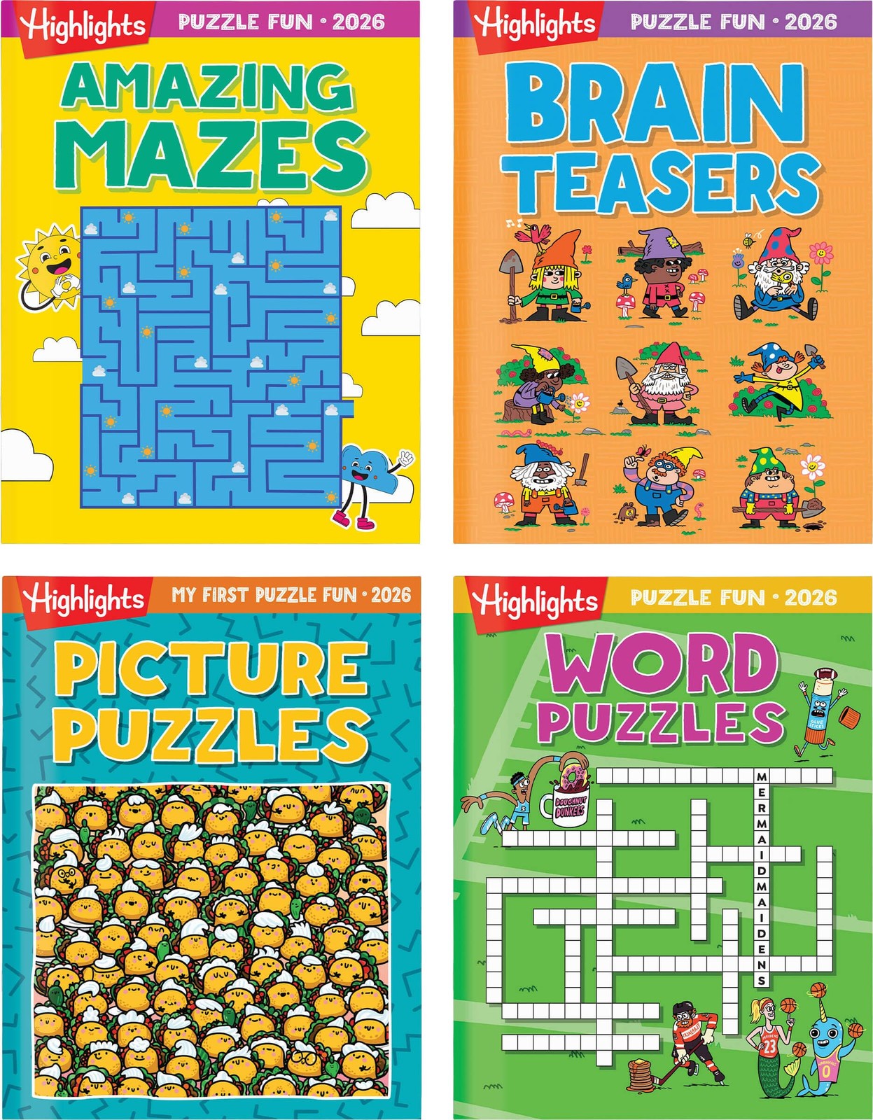 Activity Book Set 4 Fun Puzzle Mazes Word Games Brain Teasers Kids 2026 Gift