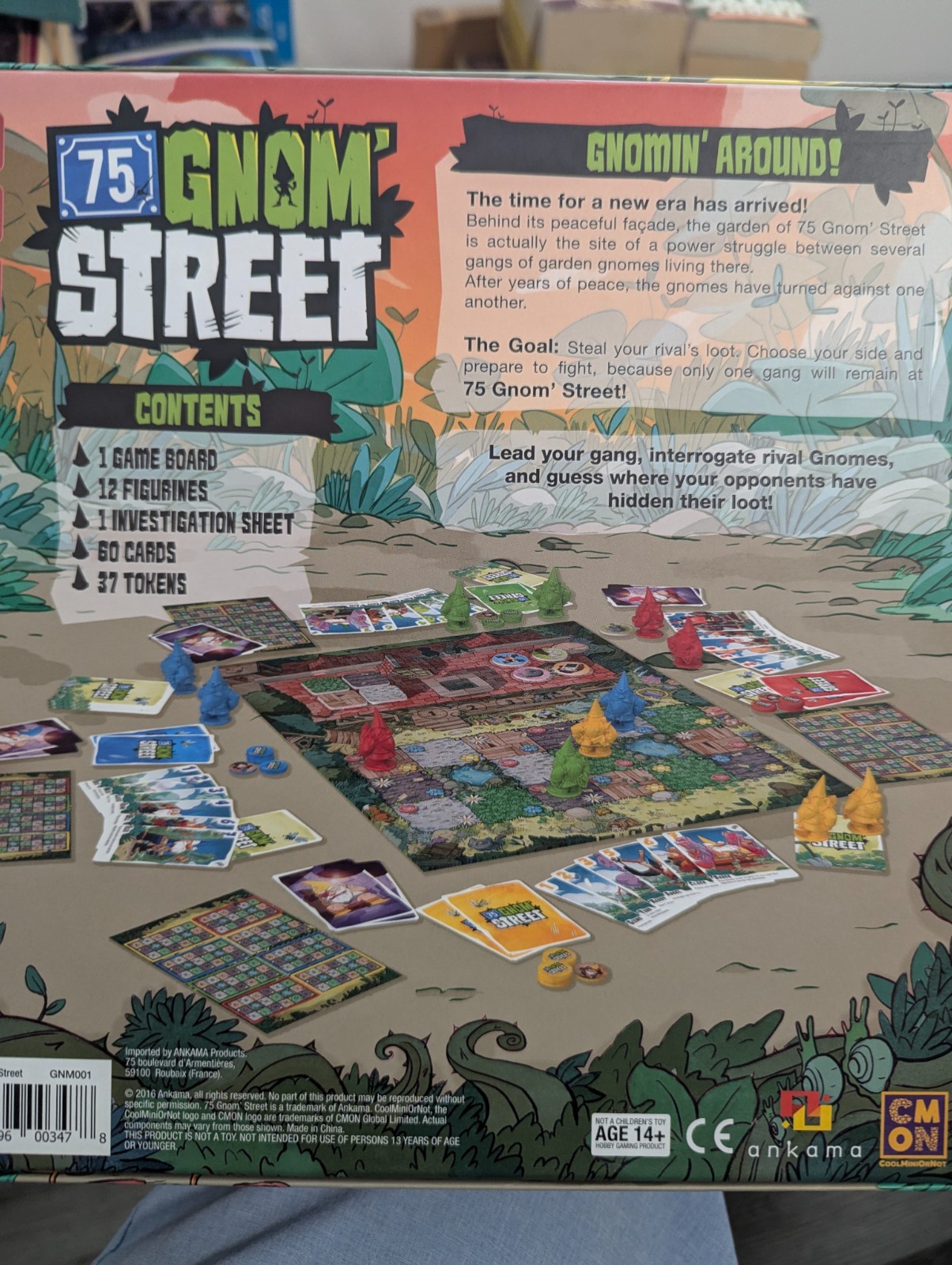 75 GNOM’ STREET Board Game 100% COMPLETE 2016 Area Control Game GNOME