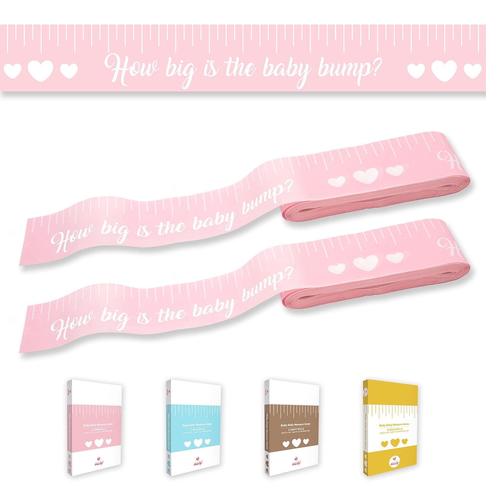 Funny Baby Shower Games for Girl Activities, 2 Rolls, 2 inches x 150 feet, Pi…