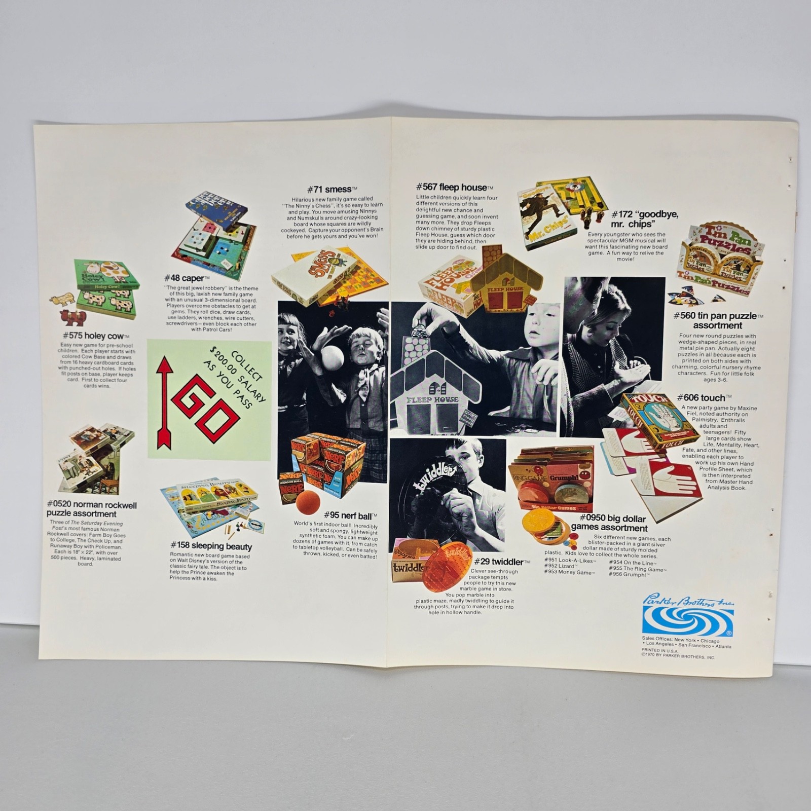 1970 Parker Brothers Board Games Vintage Toy Ad Monopoly Plug a Jug Witch Pitch