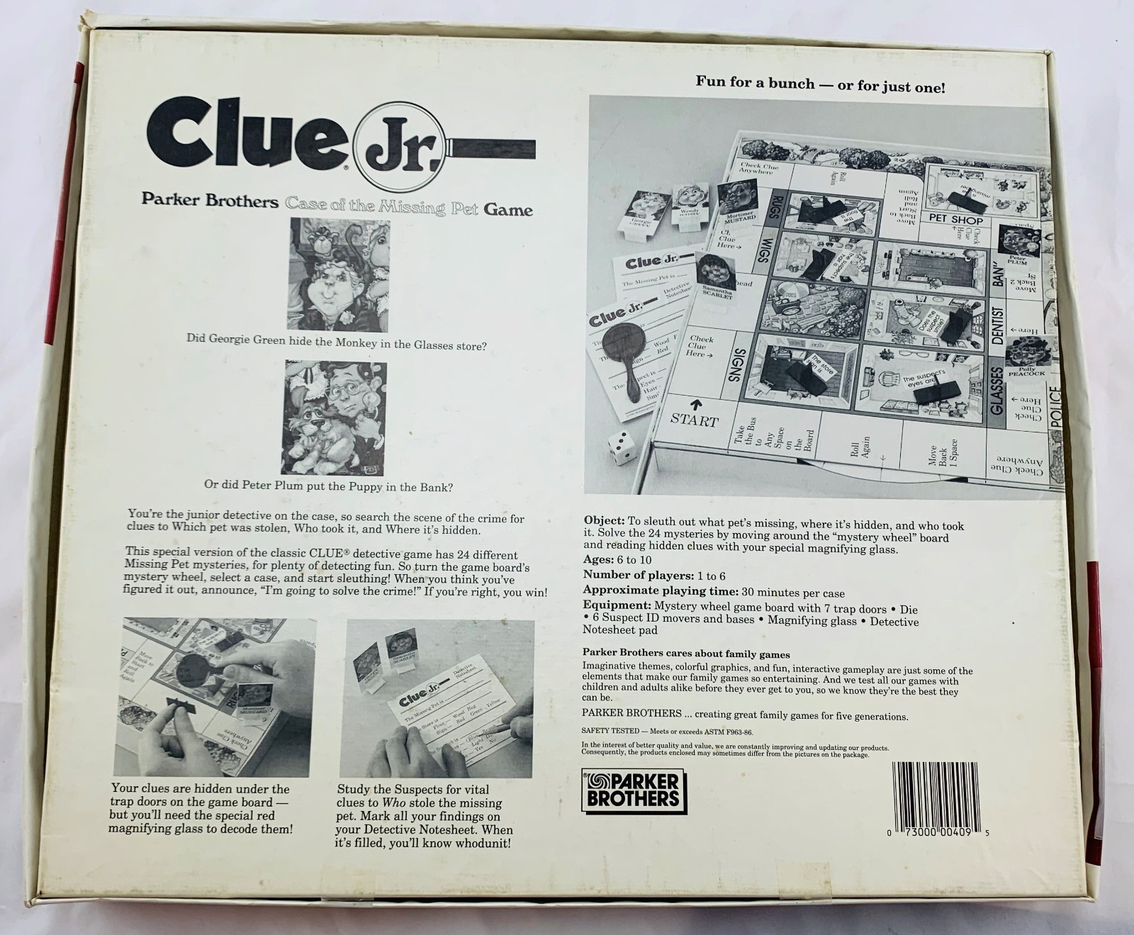 1989 Clue Jr. Case of the Missing Pet Game by Parker Brothers Complete Great Con