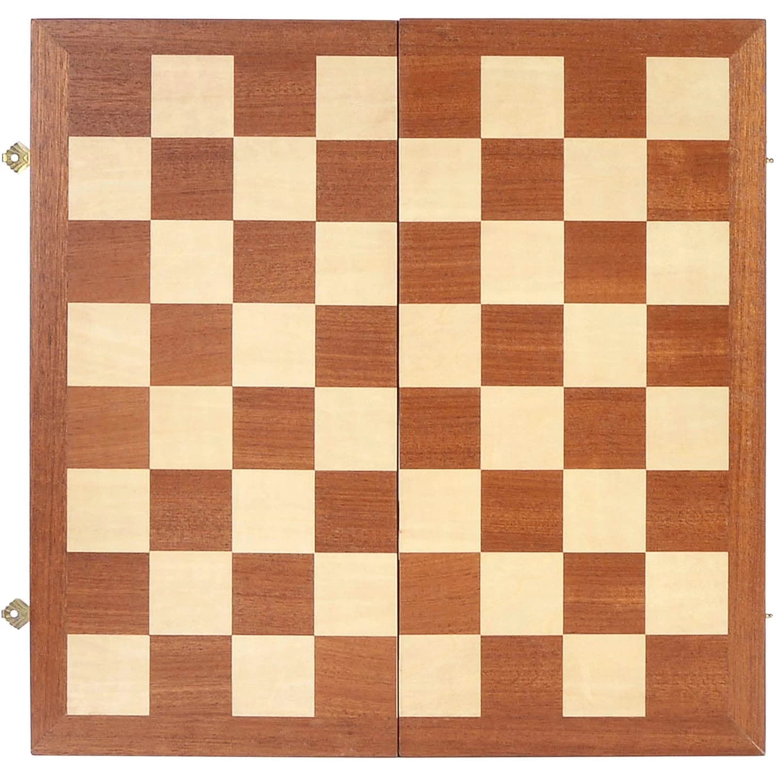 Wooden Folding Checkers Game Board Set w/ Wood Pieces & Storage Case 18″