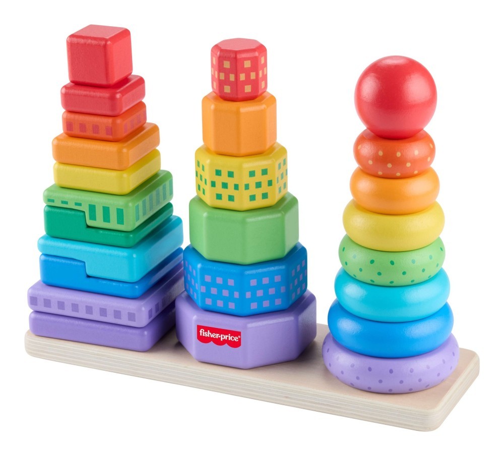 Fisher price Set of 3 Stackable Shape Sorter Pyramids (18-36m) Multicolor