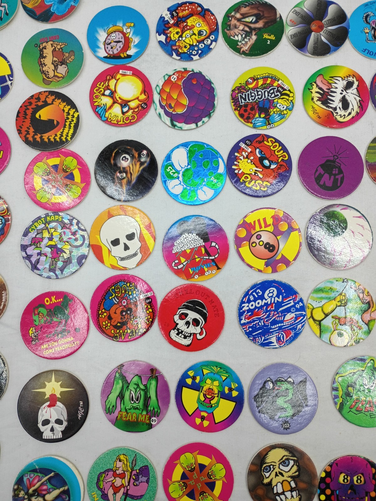 Lot of 220 Pogs / Milk Caps, Vintage 1990s Retro Nostalgia! Mix Take A Look!