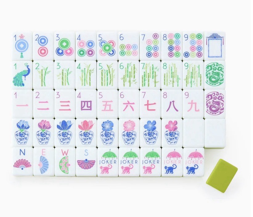 Mahjong Game Set 160 Tiles Modern Pastel Layered Design Complete Set green（4）