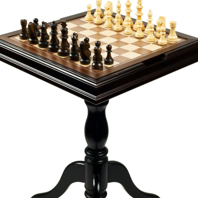 Chess Table Backgammon Top Mosaic Game Inlaid Multi Indoor Stand Wooden Gift Fun