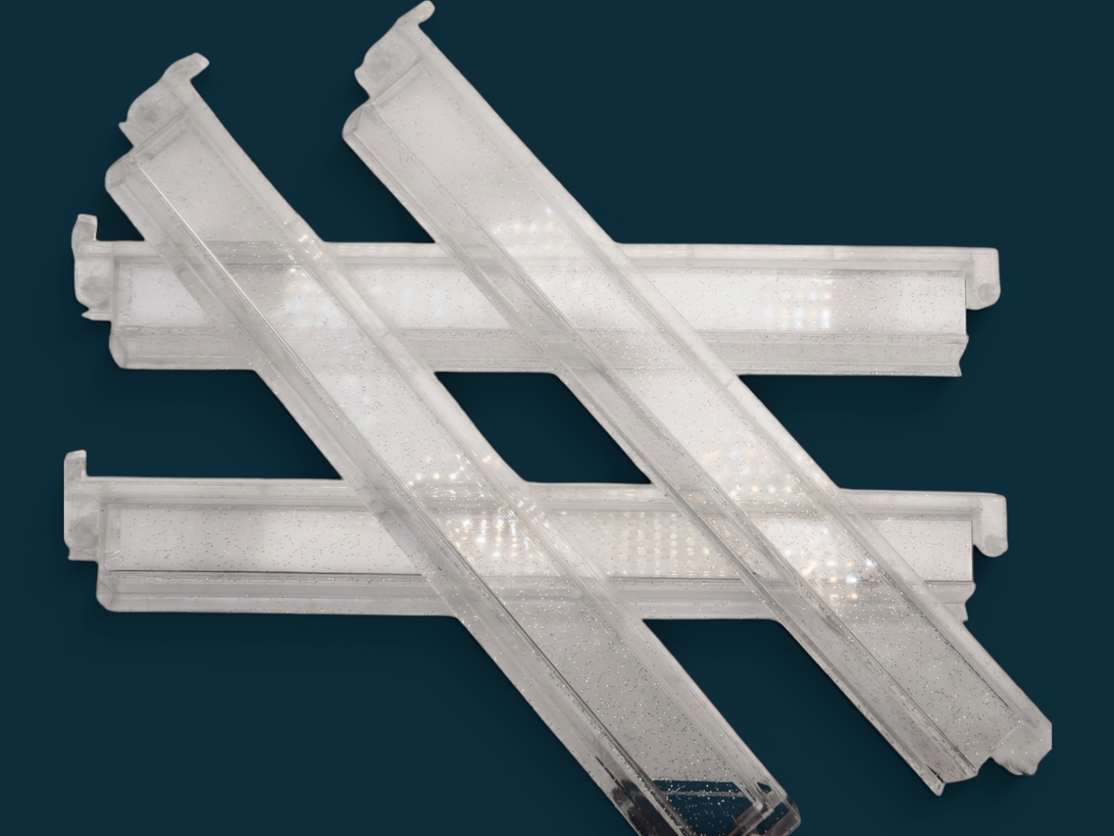 Clear Glitter Acrylic Mahjong Rack Set of 4 with Pushers 18.5″ NMJL Sparkle Rack