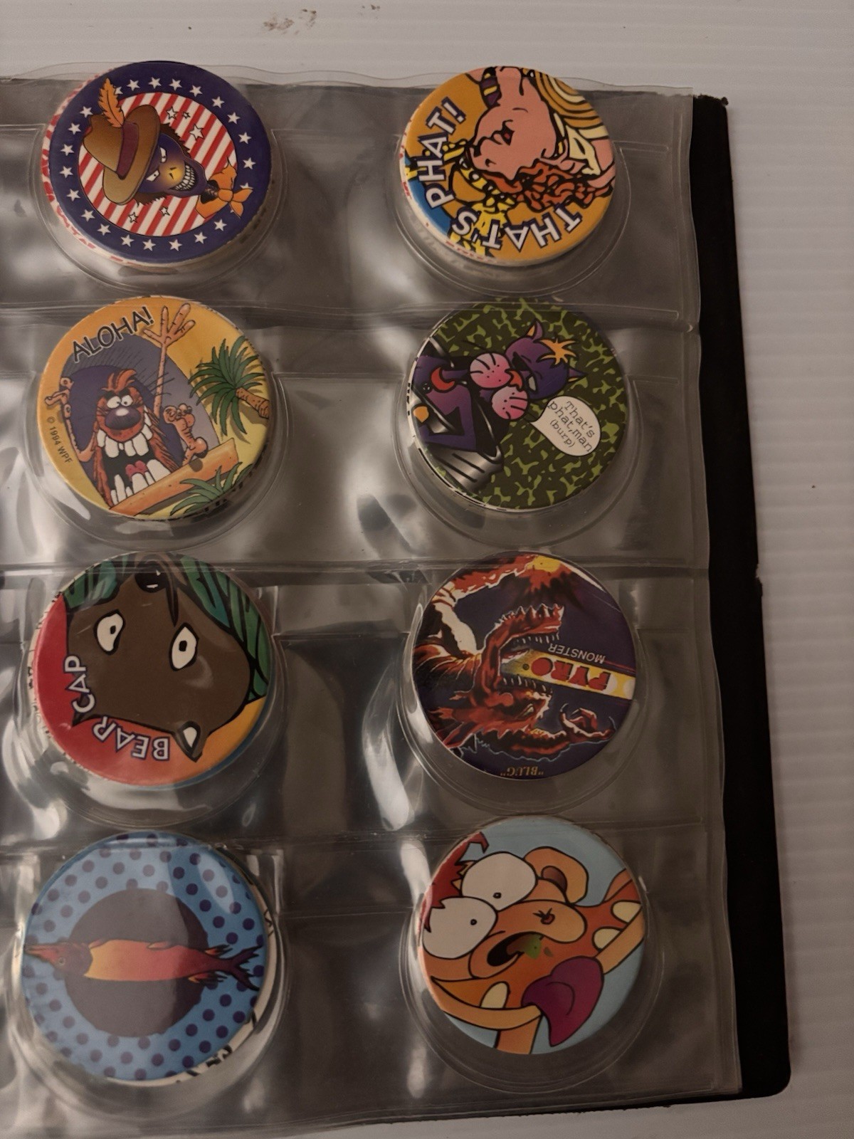 8 Page Pog Cap Album With 118 Pogs
