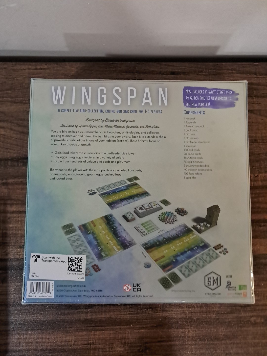 WINGSPAN Bird Base Game 2019 Stonemaier Games, STM910 Unopened Contents