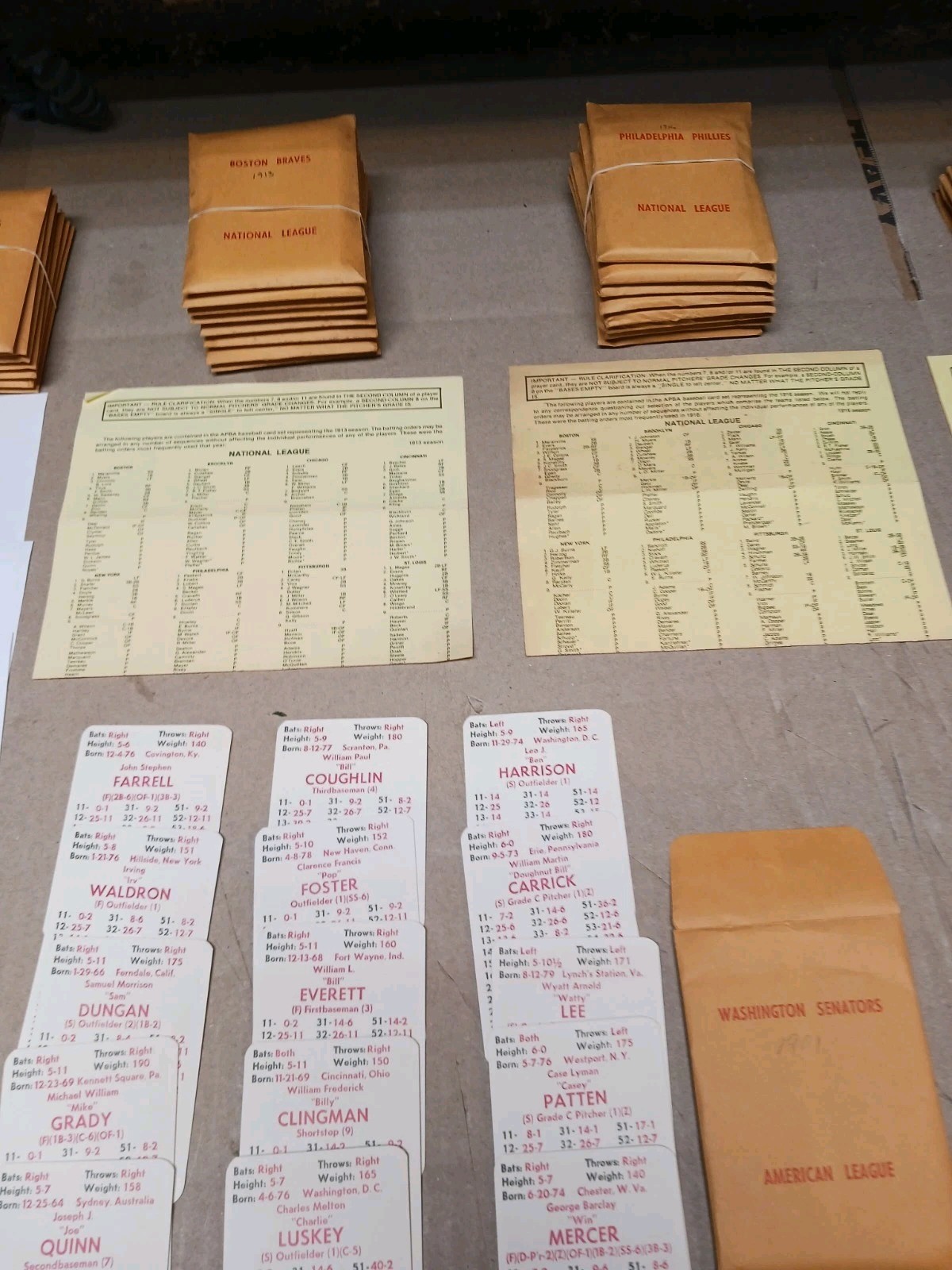 APBA MLB Baseball Game. All 16 Teams From 1901, NL Teams Only 1913, 1916, 1948.