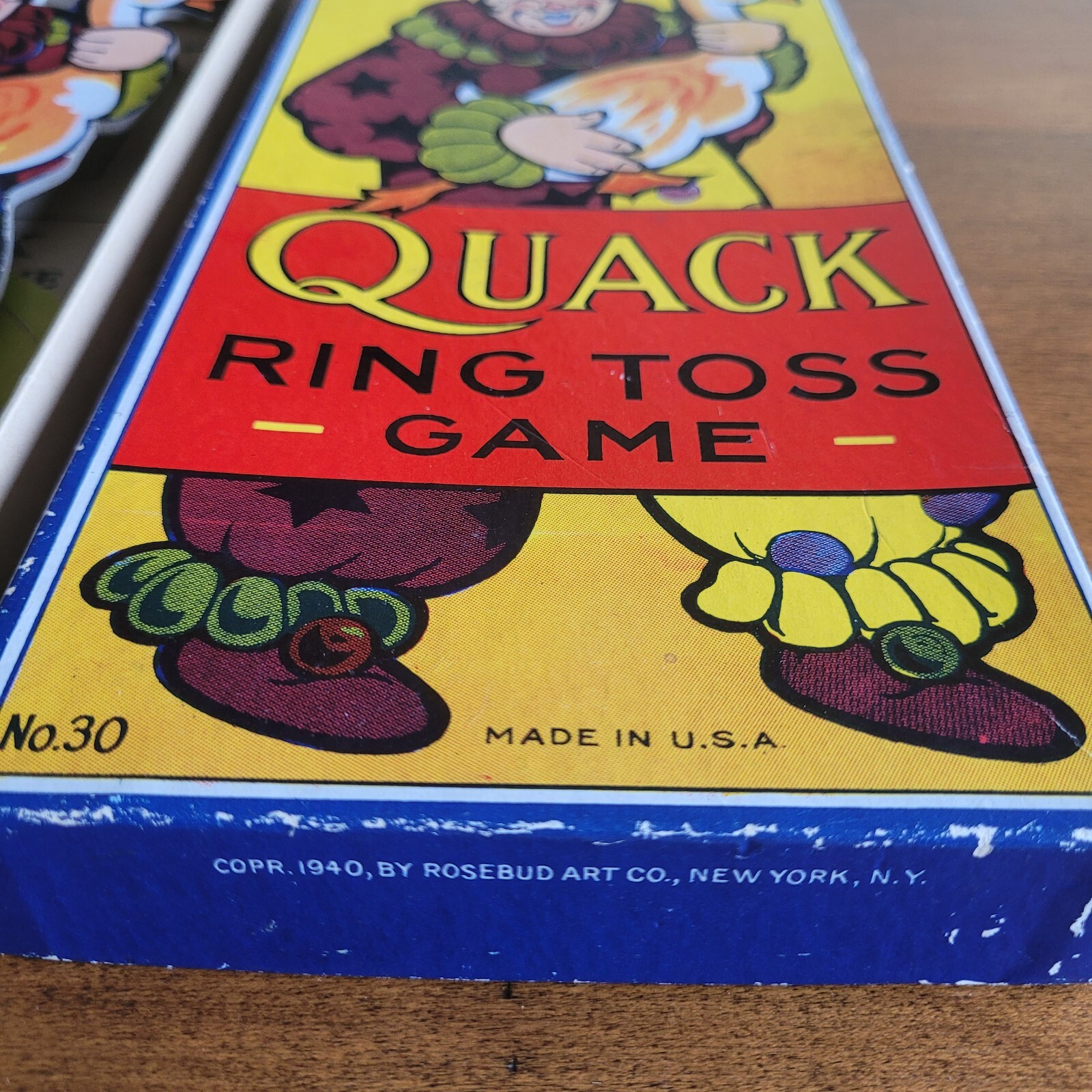 Vintage Quack Ring Toss Toy Game w/ Clown & Pipe Complete Rosebud Art Co 1940’s